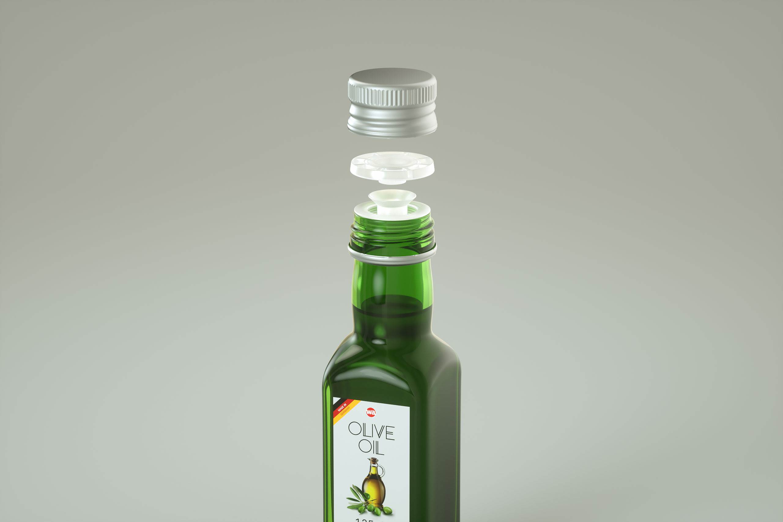 Olive oil square glass bottle 150ml Premium 3D model pack