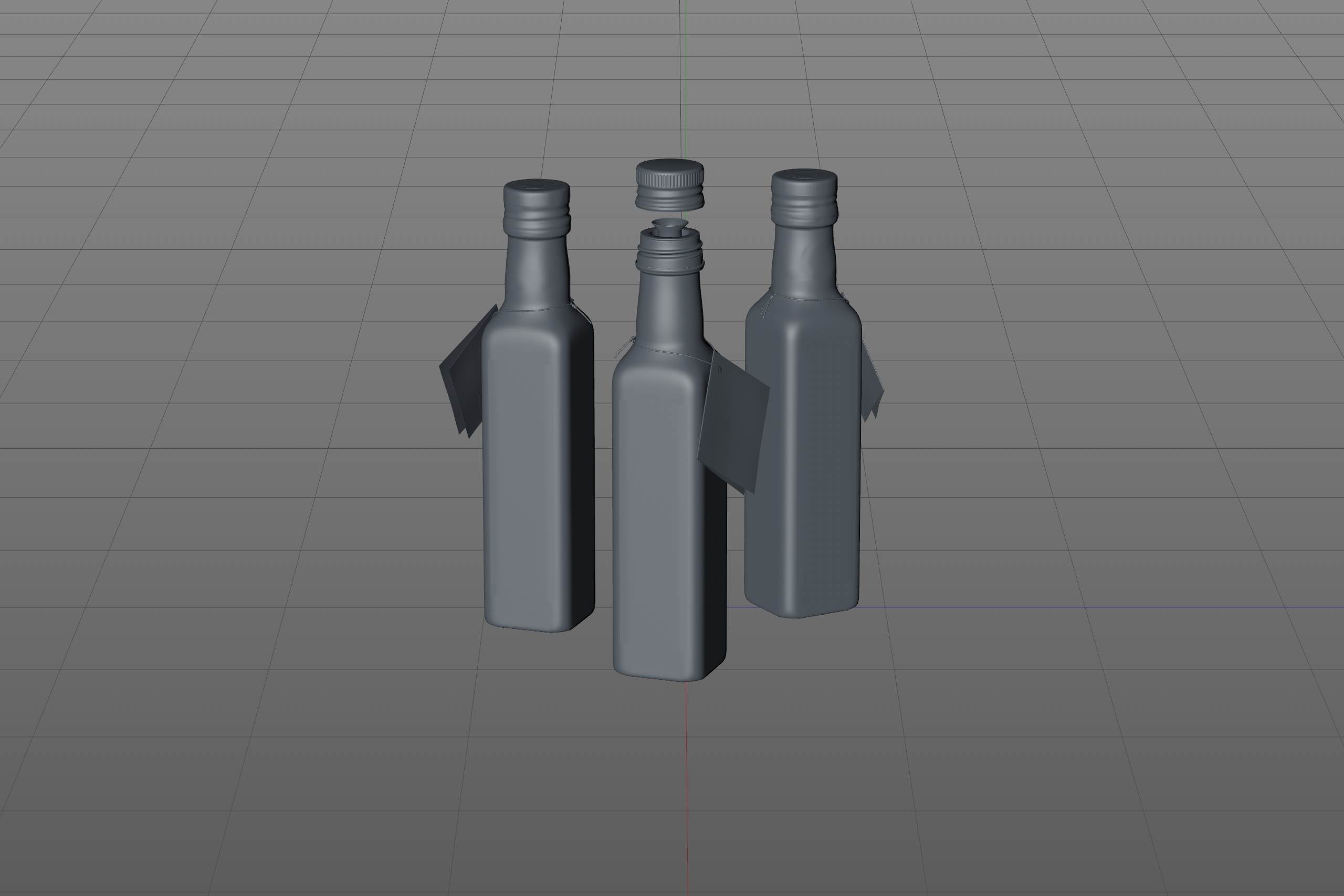 Olive oil square glass bottle 250ml Premium 3D model pack