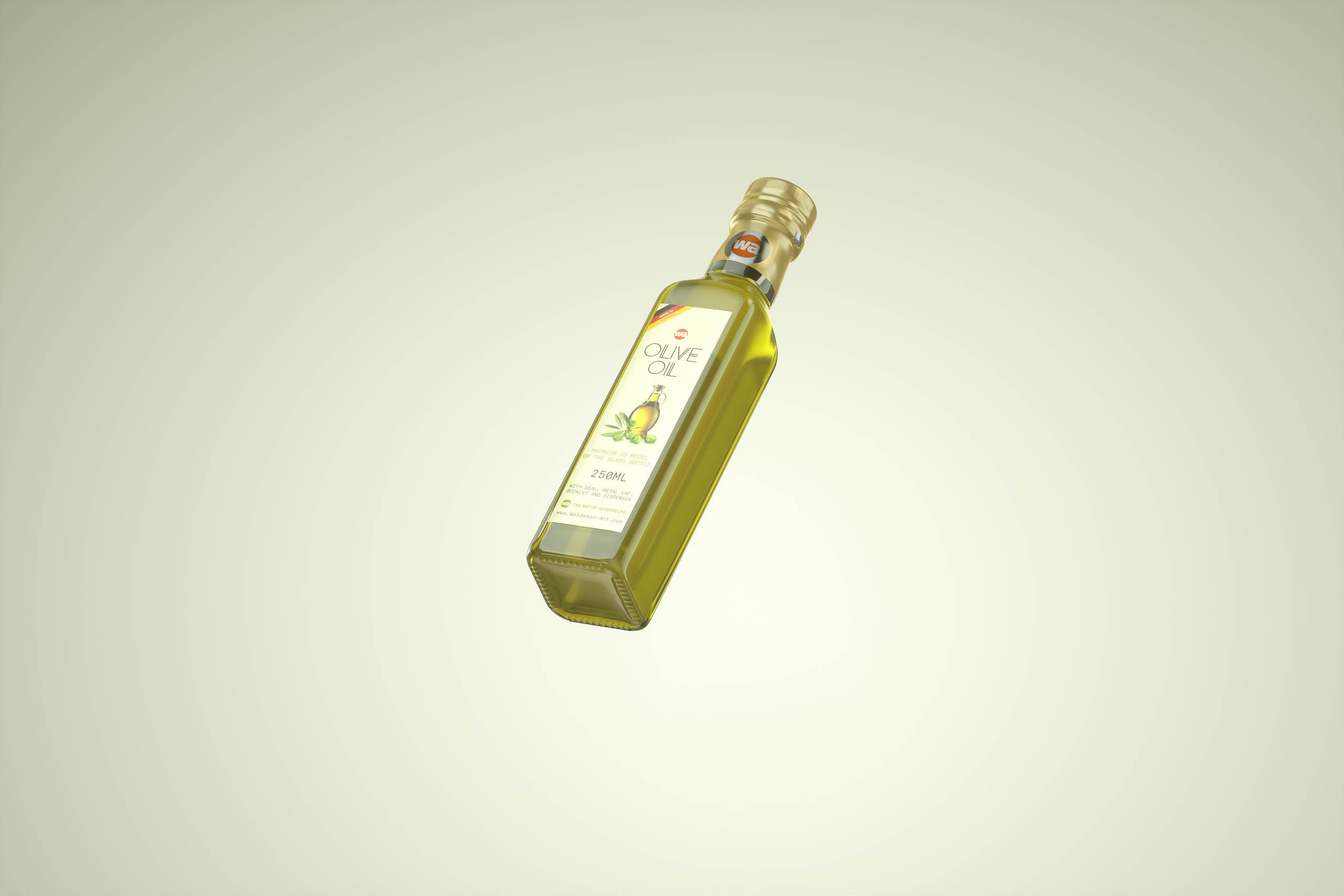 Olive oil square glass bottle 250ml Premium 3D model pack