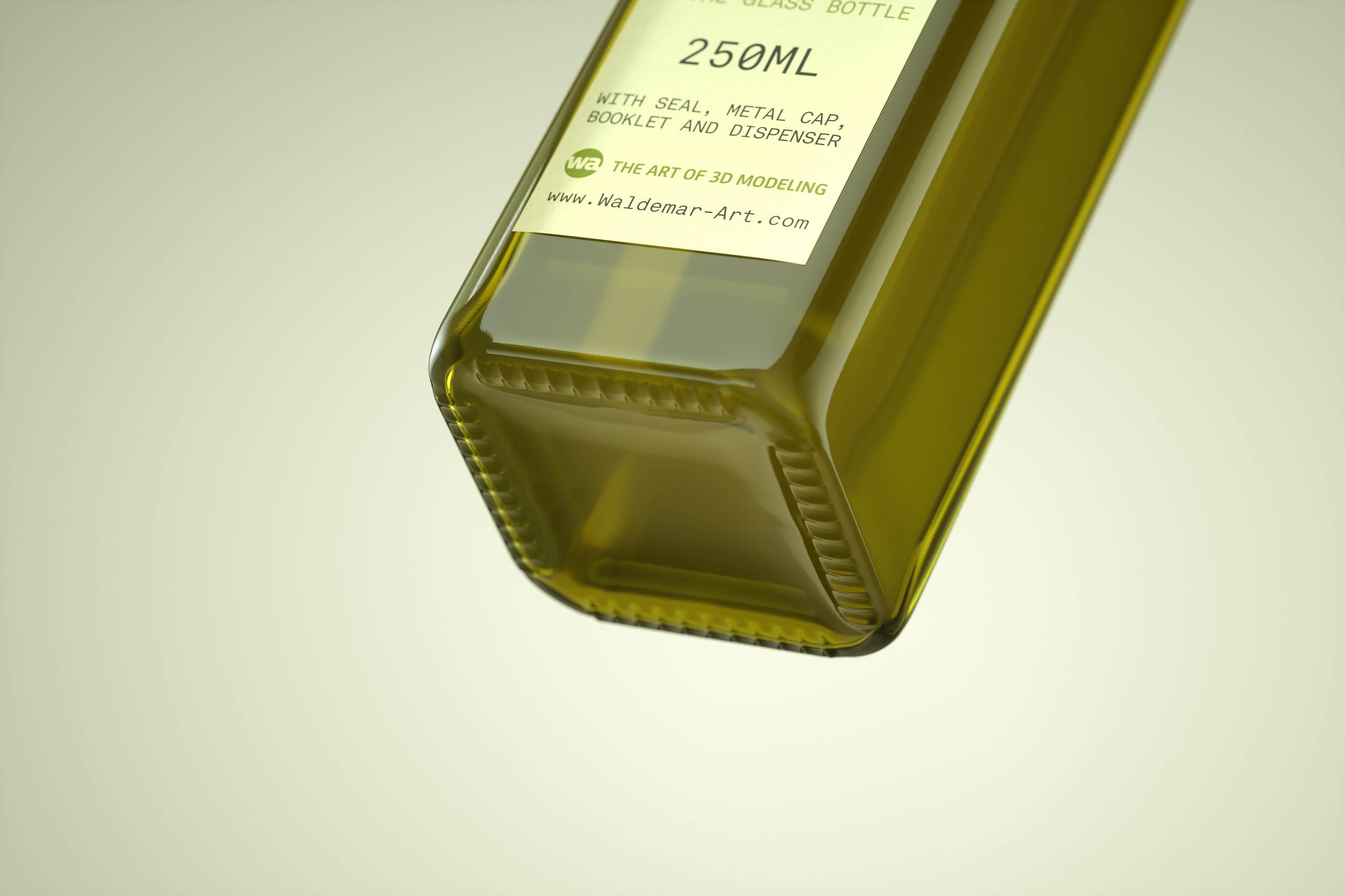 Olive oil square glass bottle 250ml Premium 3D model pack