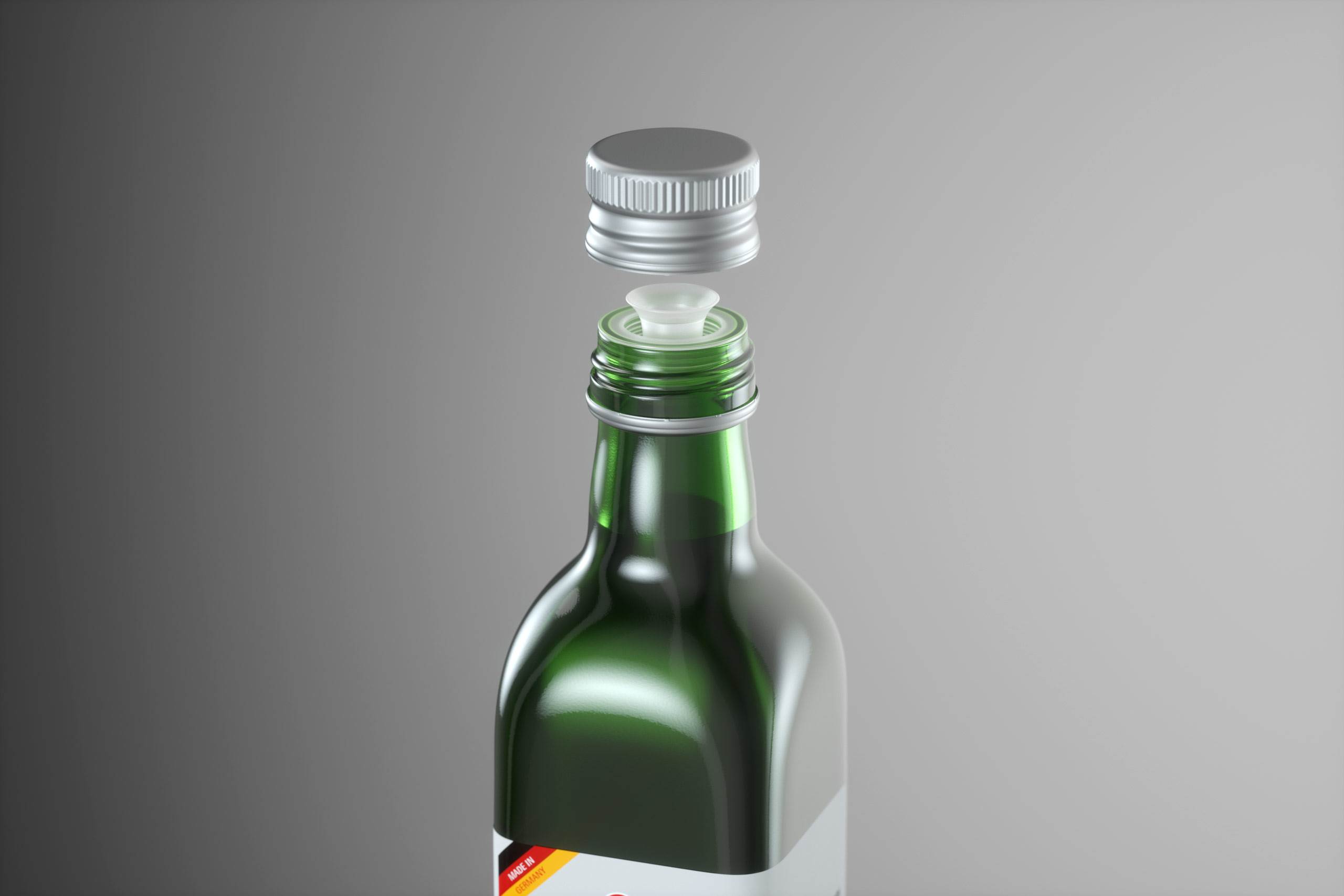 Premium packaging 3D model of the Olive Oil Square Glass Bottle 500ml