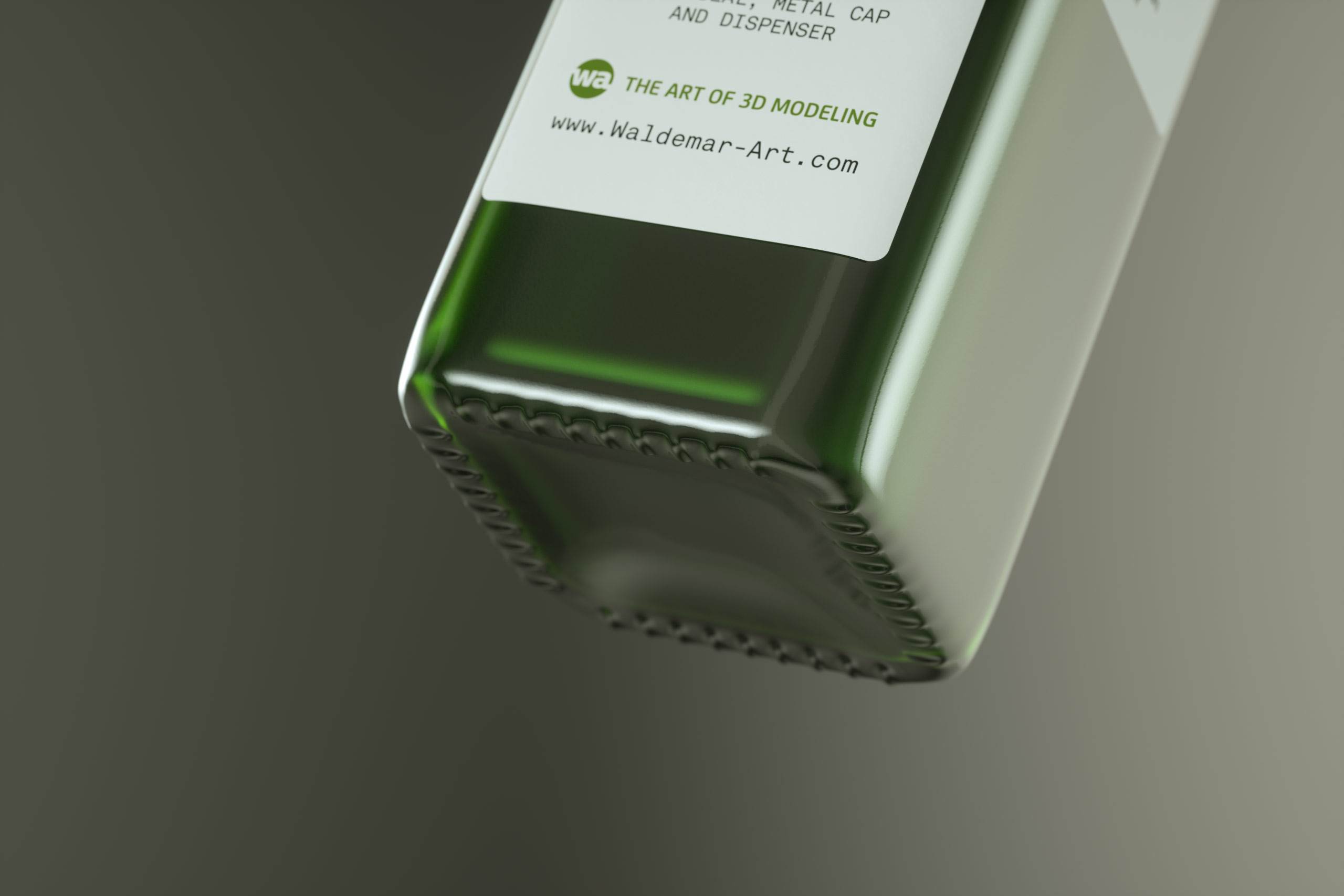 Premium packaging 3D model of the Olive Oil Square Glass Bottle 500ml