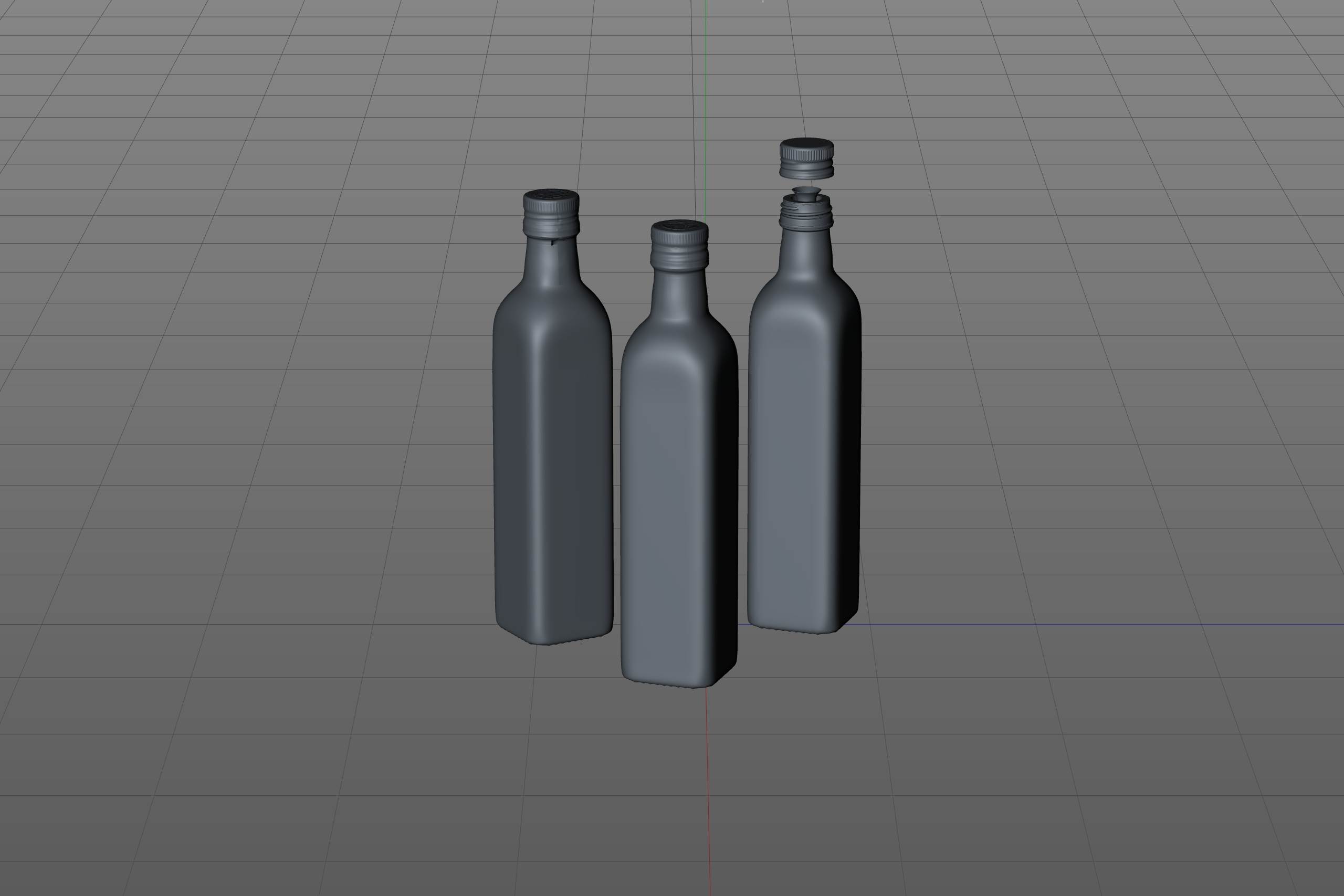 Premium packaging 3D model of the Olive Oil Square Glass Bottle 500ml