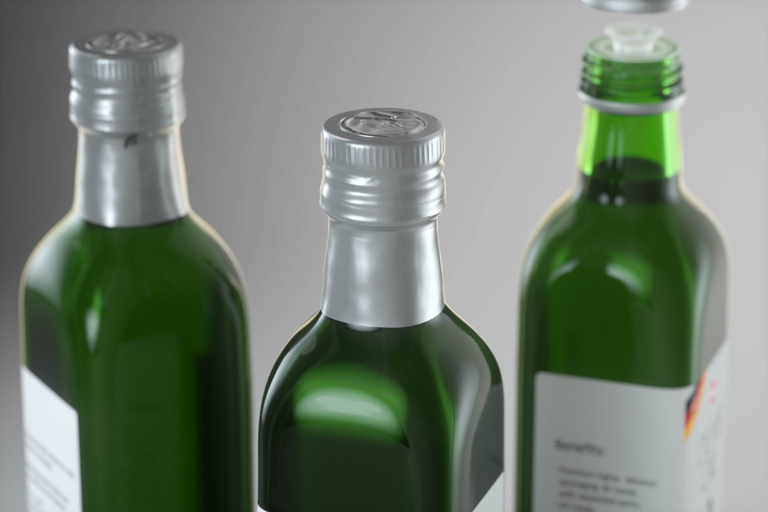 Premium packaging 3D model of the Olive Oil Square Glass Bottle 500ml