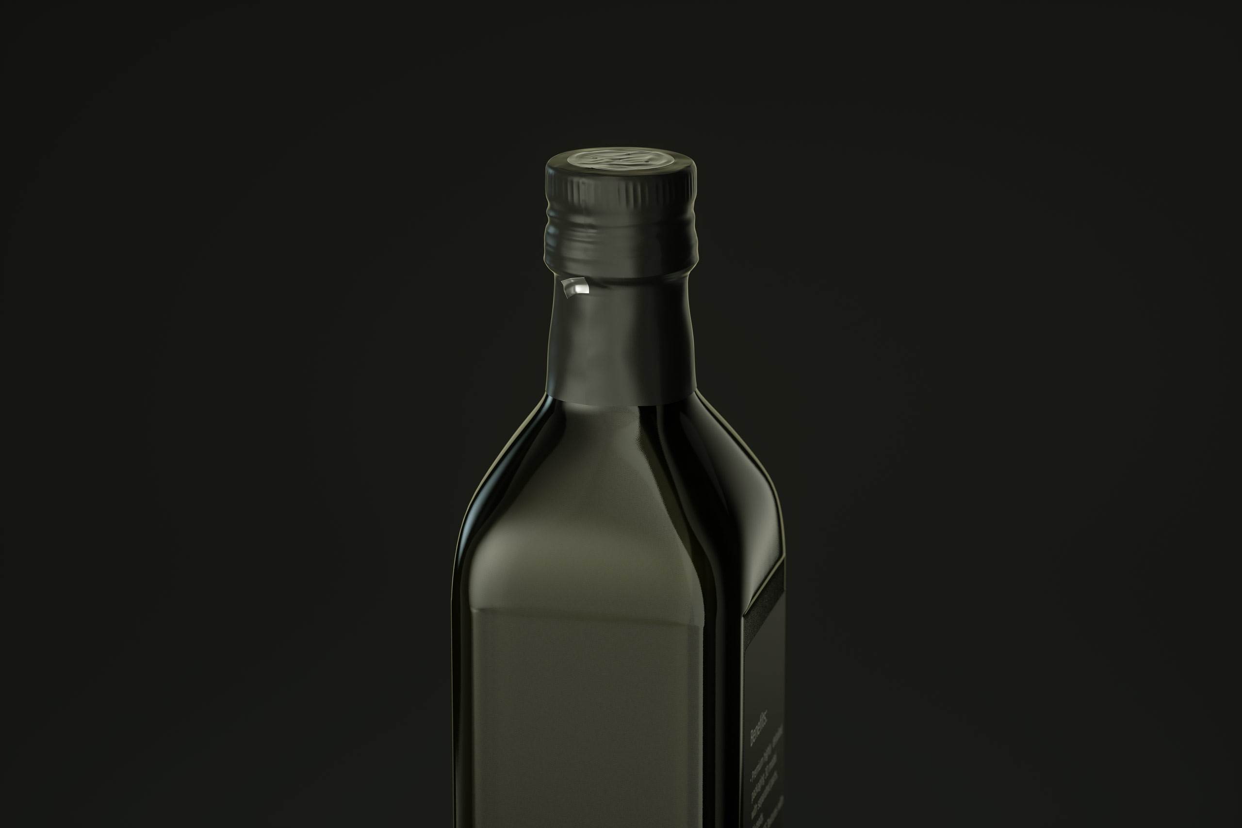 Premium packaging 3D model of the Olive Oil Square Glass Bottle 750ml