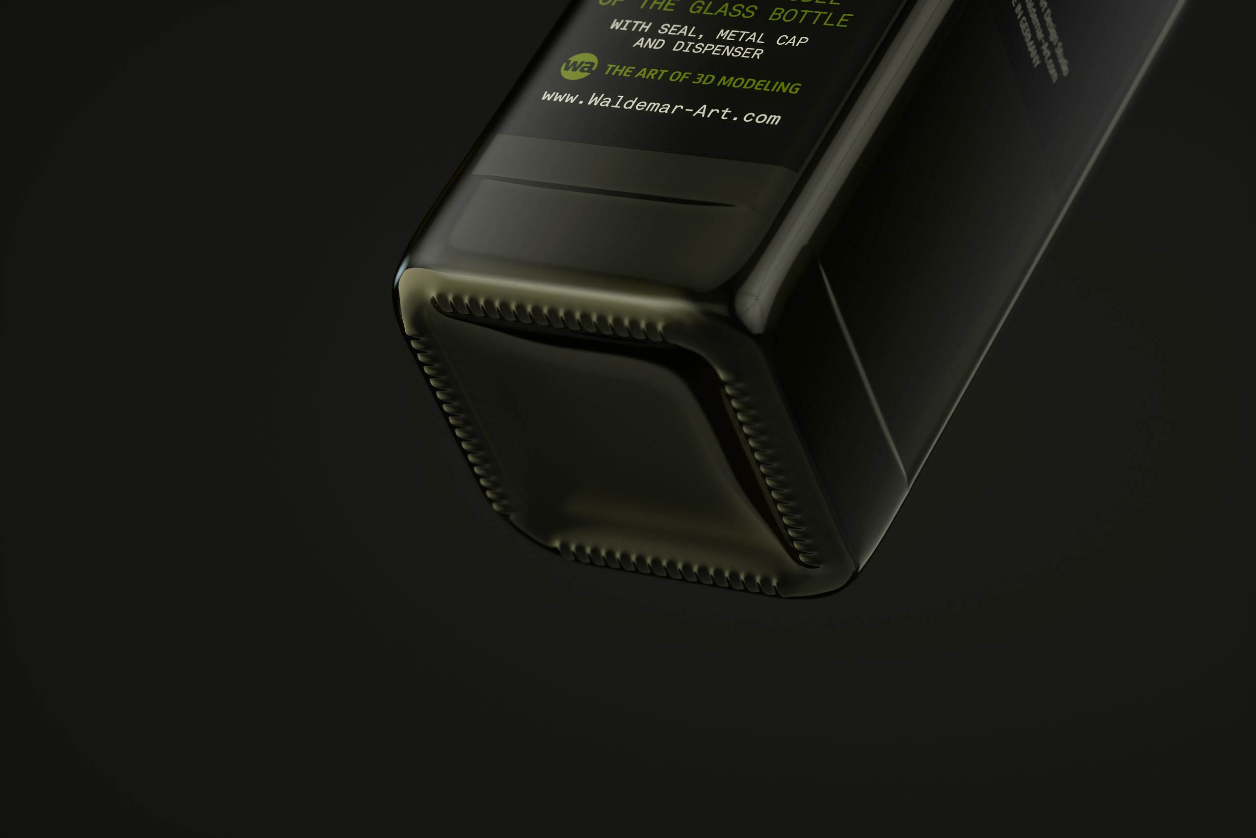 Premium packaging 3D model of the Olive Oil Square Glass Bottle 750ml