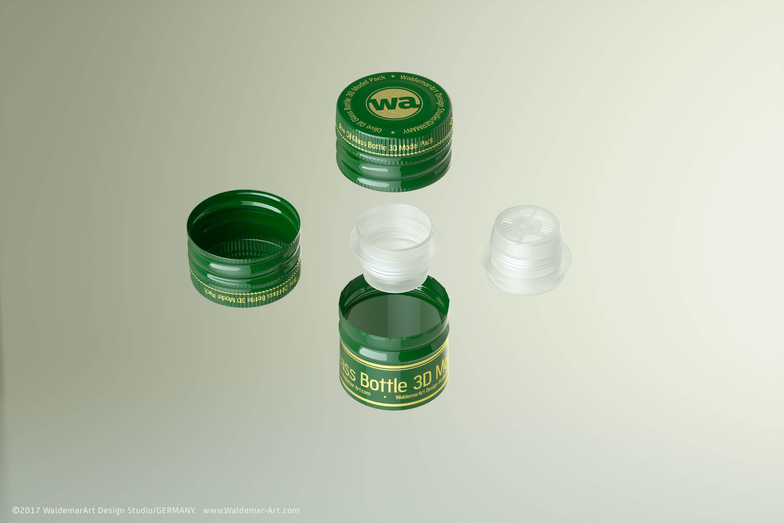 Packaging 3d model of Olive Oil Round Glass Bottle 250ml