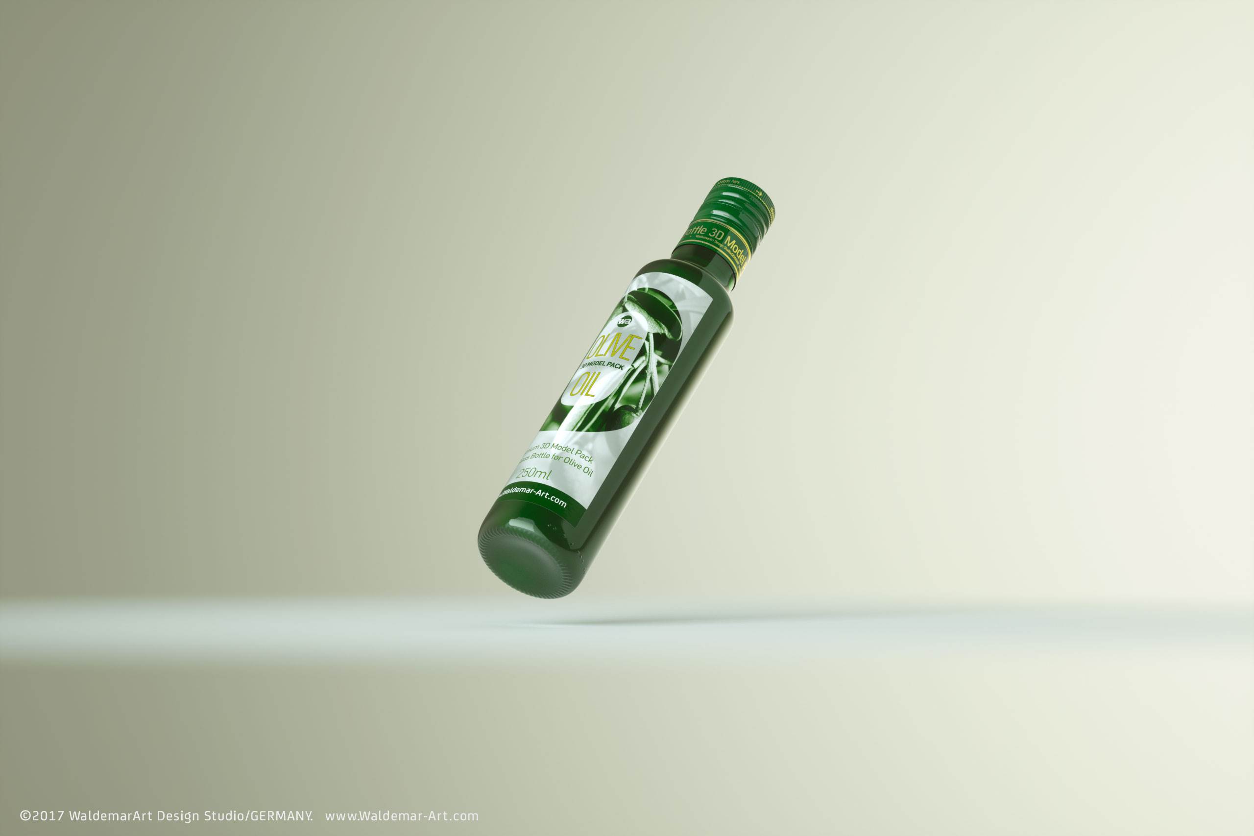 Packaging 3d model of Olive Oil Round Glass Bottle 250ml
