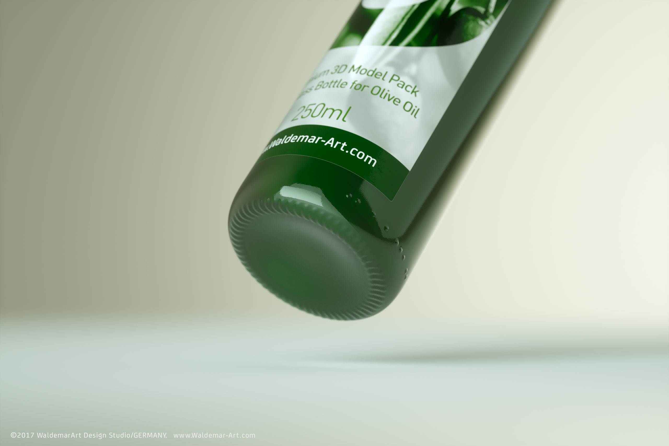 Packaging 3d model of Olive Oil Round Glass Bottle 250ml
