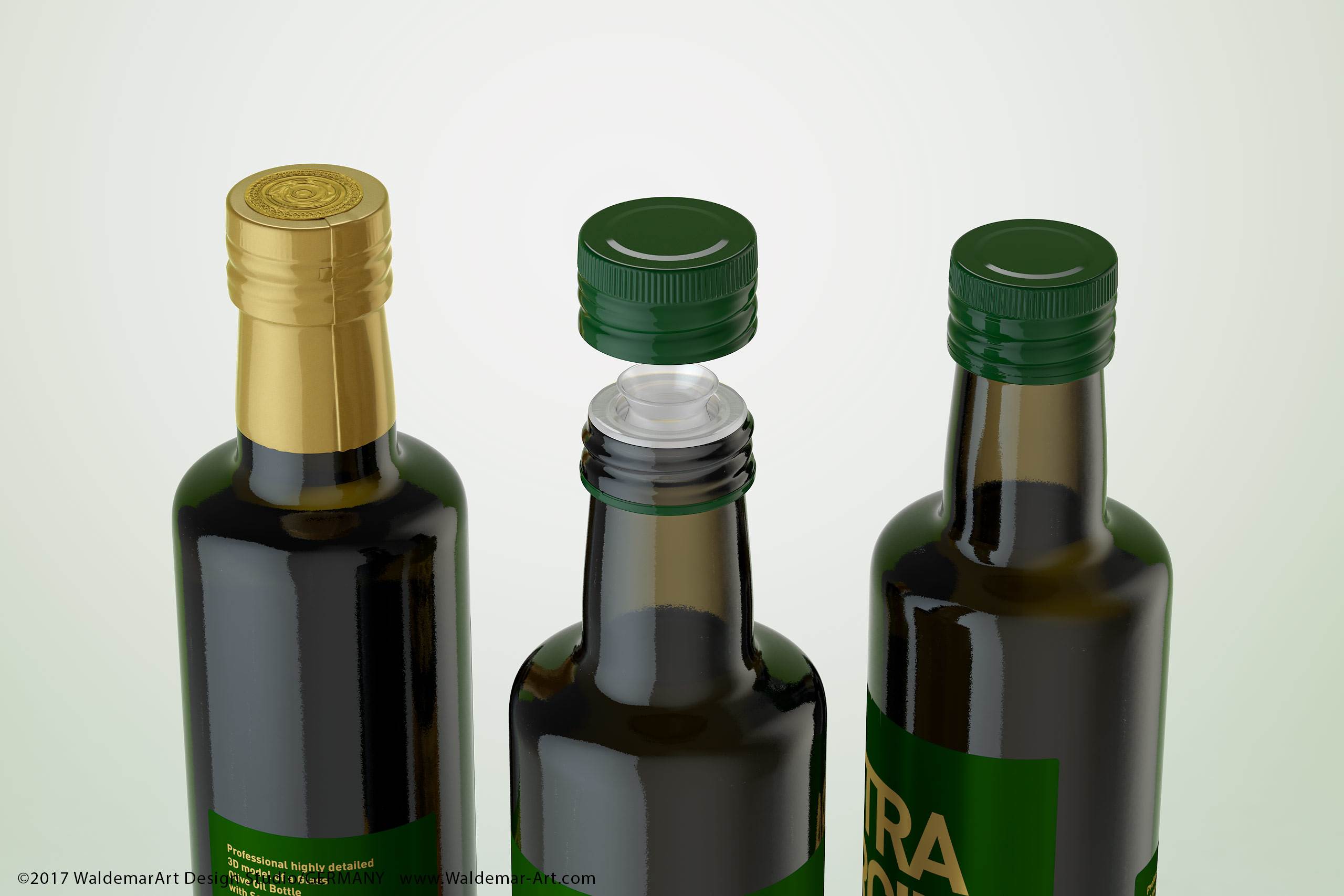 Olive Oil Glass Bottle 500ml packaging 3d model