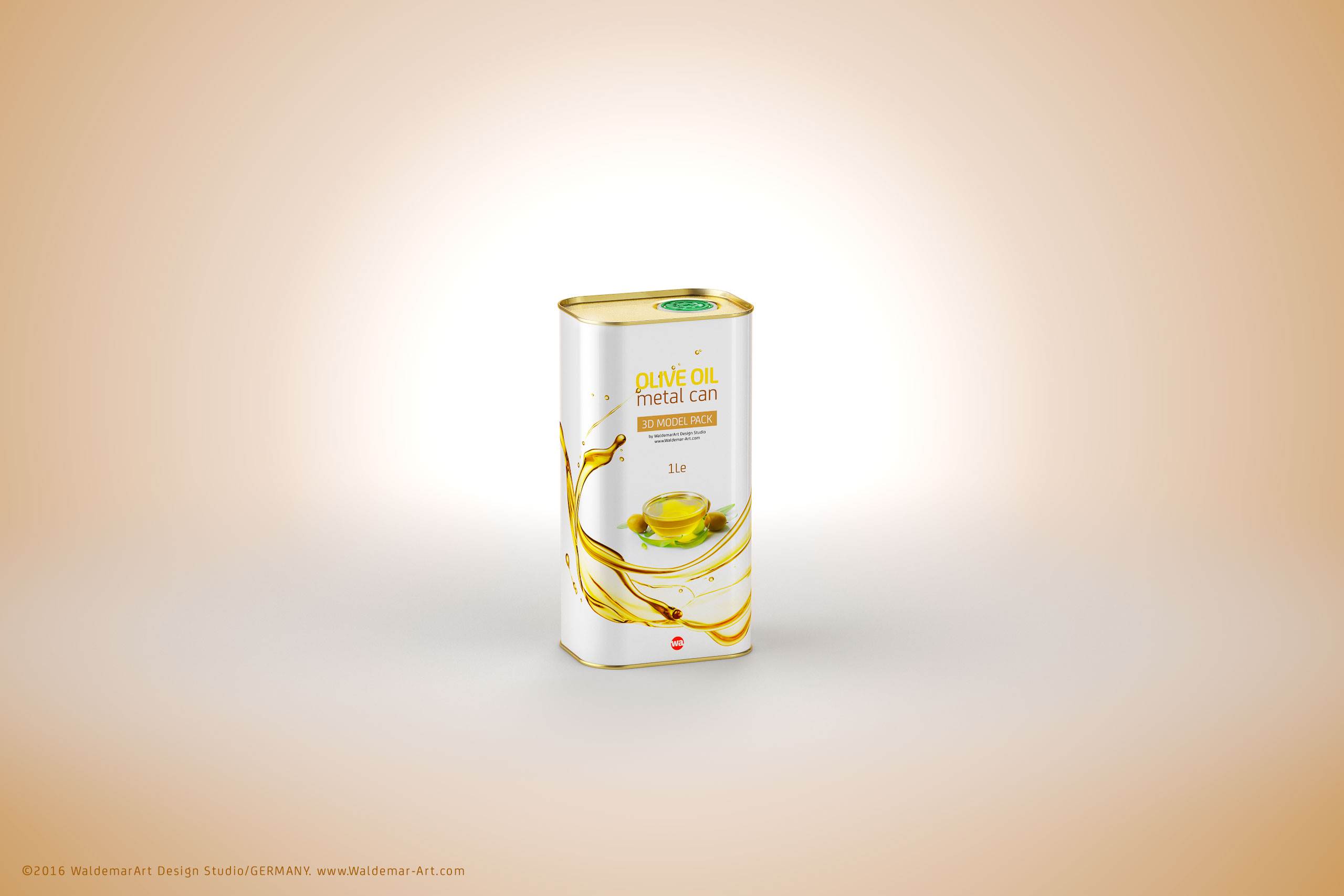 Olive oil Metal Can 1000ml Packaging 3D model