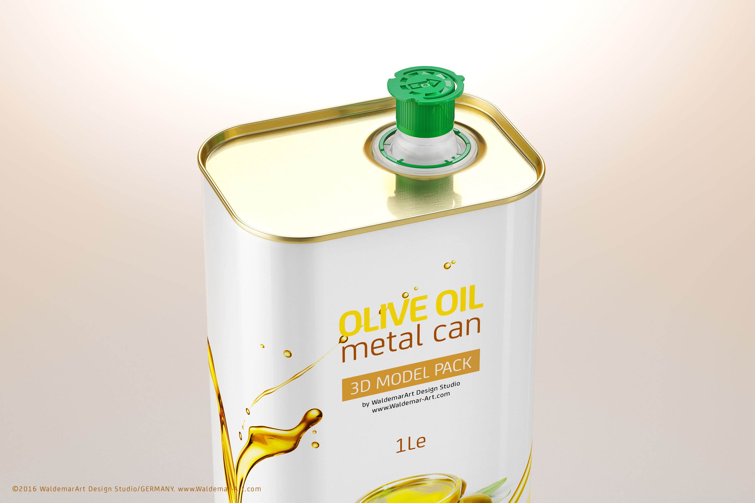 Olive oil Metal Can 1000ml Packaging 3D model