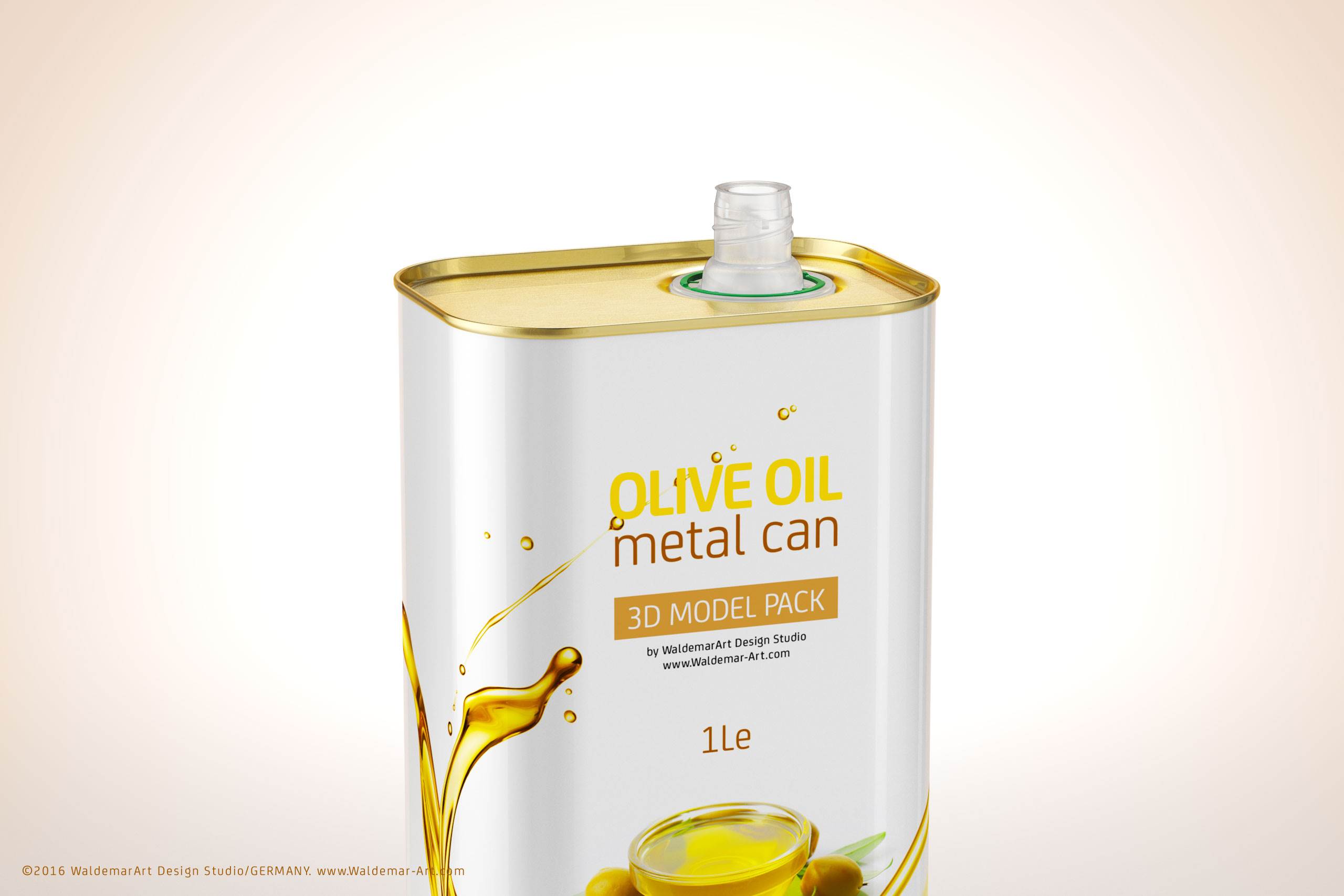 Olive oil Metal Can 1000ml Packaging 3D model