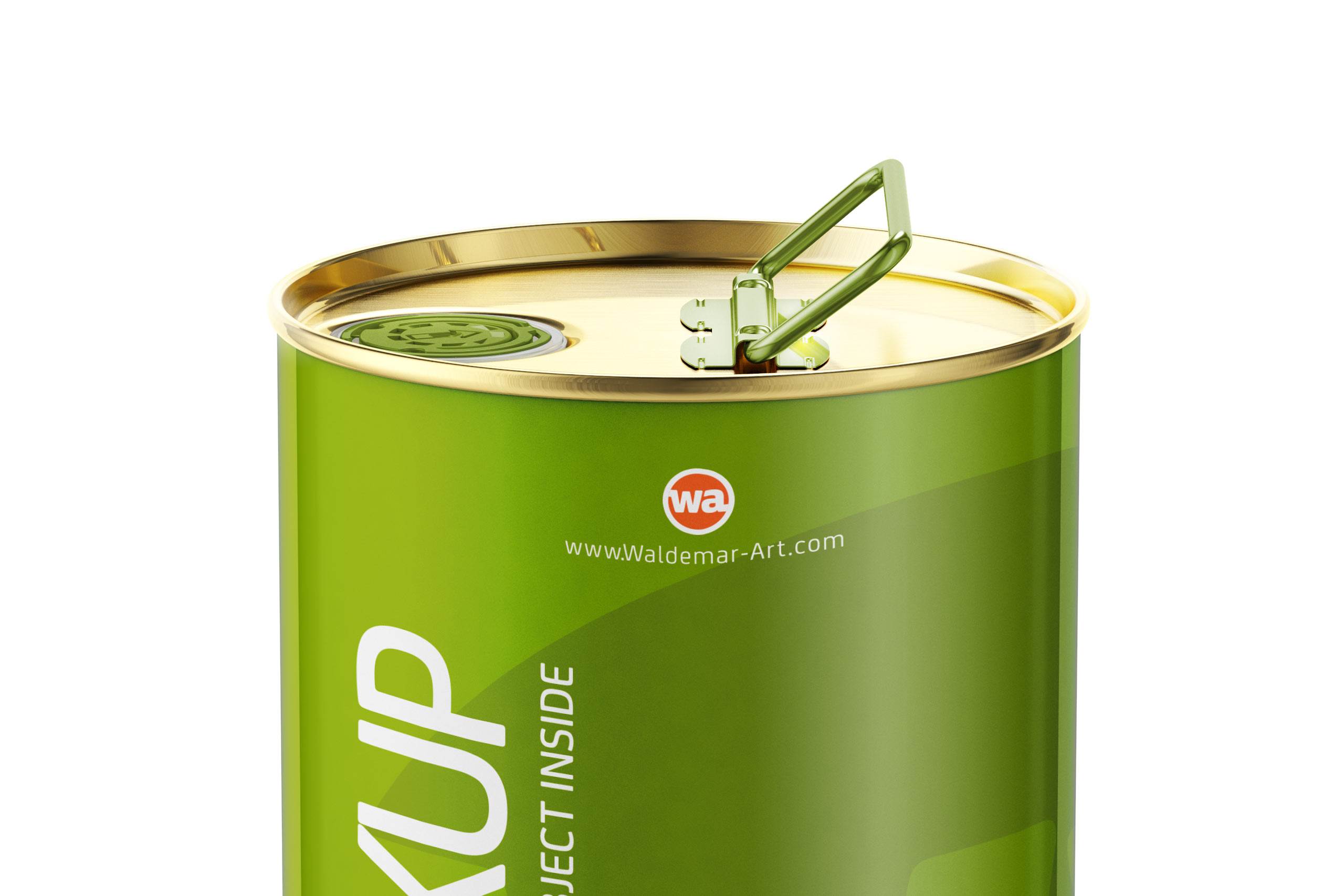 Packaging Mockup of an Olive oil Metal Tin Rounded Can 1.5Le with Closed Cap