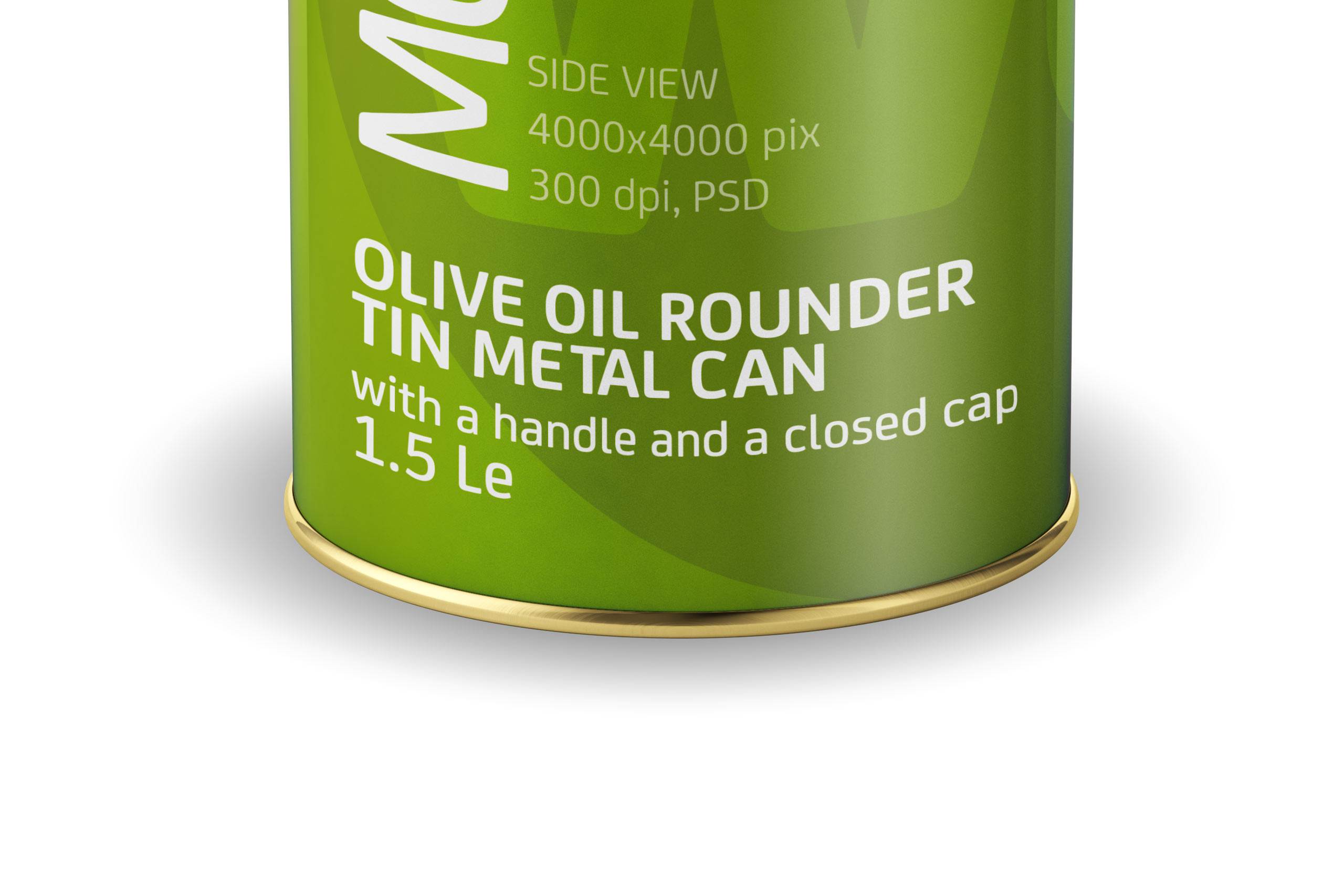 Packaging Mockup of an Olive oil Metal Tin Rounded Can 1.5Le with Closed Cap