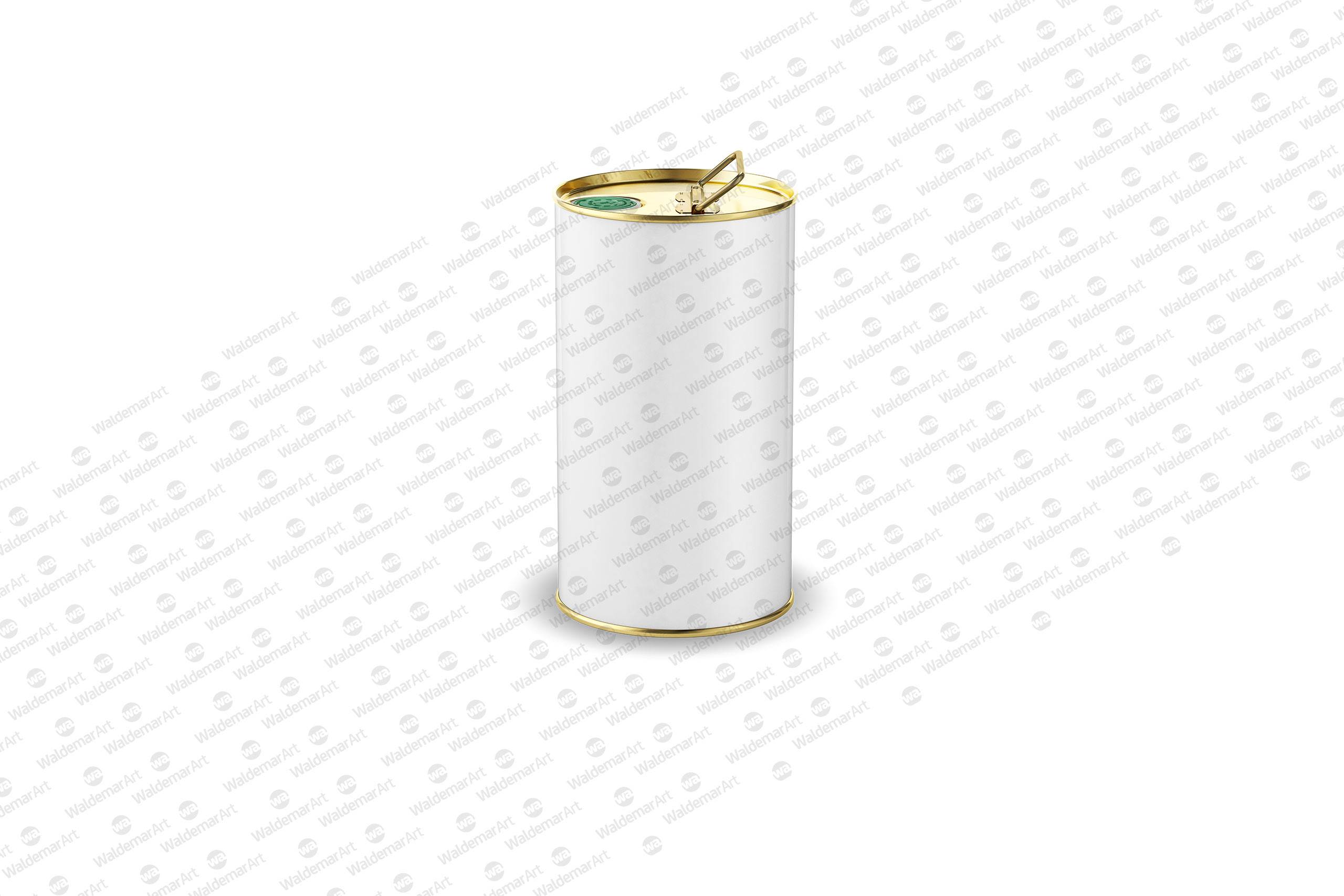 Packaging Mockup of an Olive oil Metal Tin Rounded Can 1.5Le with Closed Cap