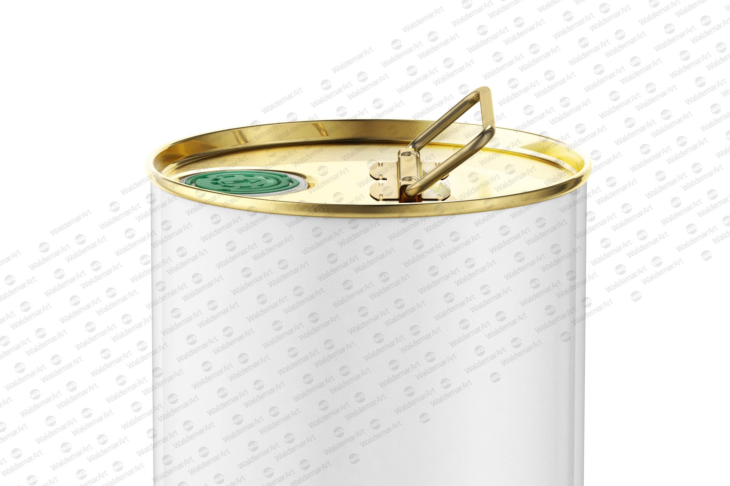 Packaging Mockup of an Olive oil Metal Tin Rounded Can 1.5Le with Closed Cap