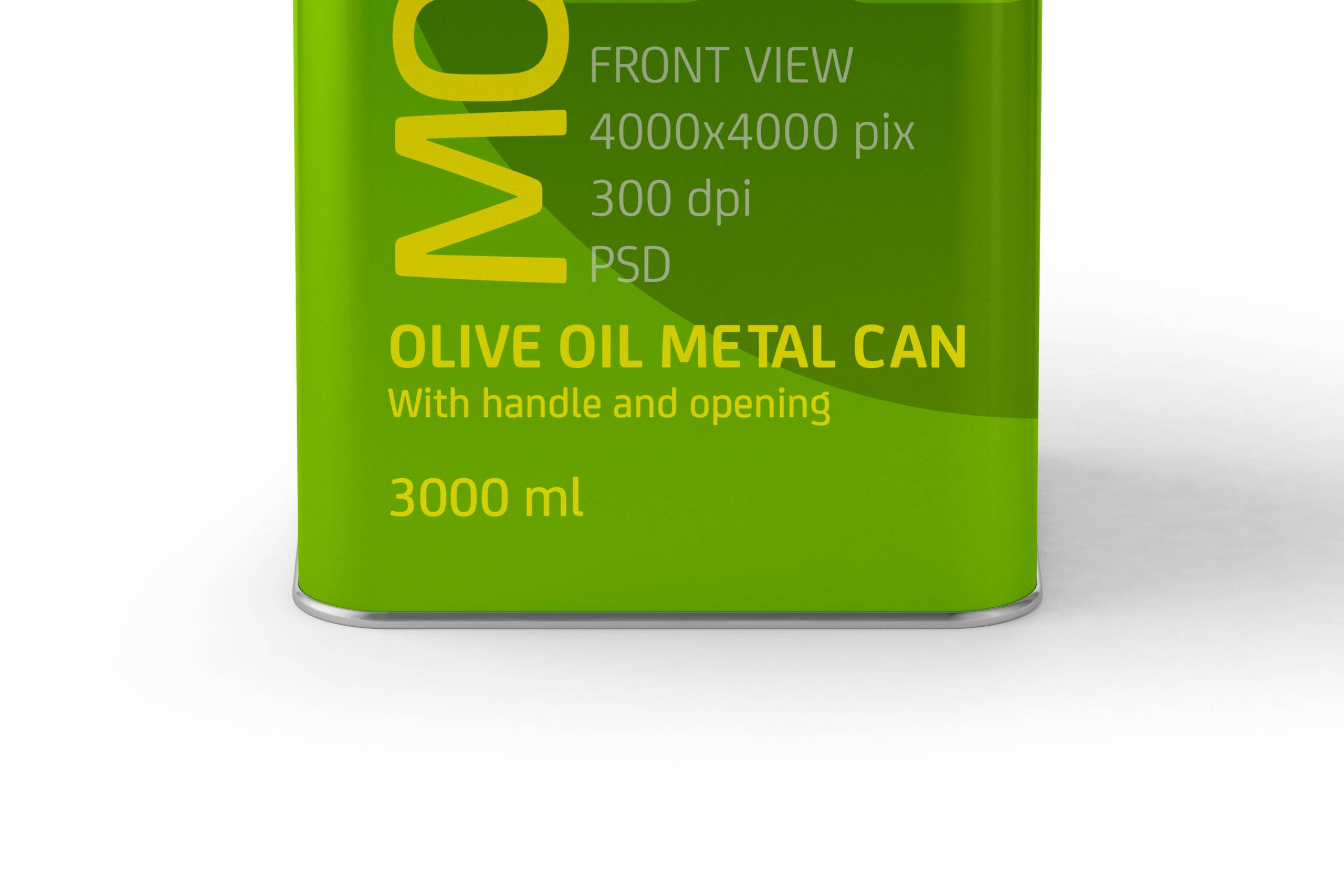Olive Oil Metal Can 3Le Packaging Mockup Front View