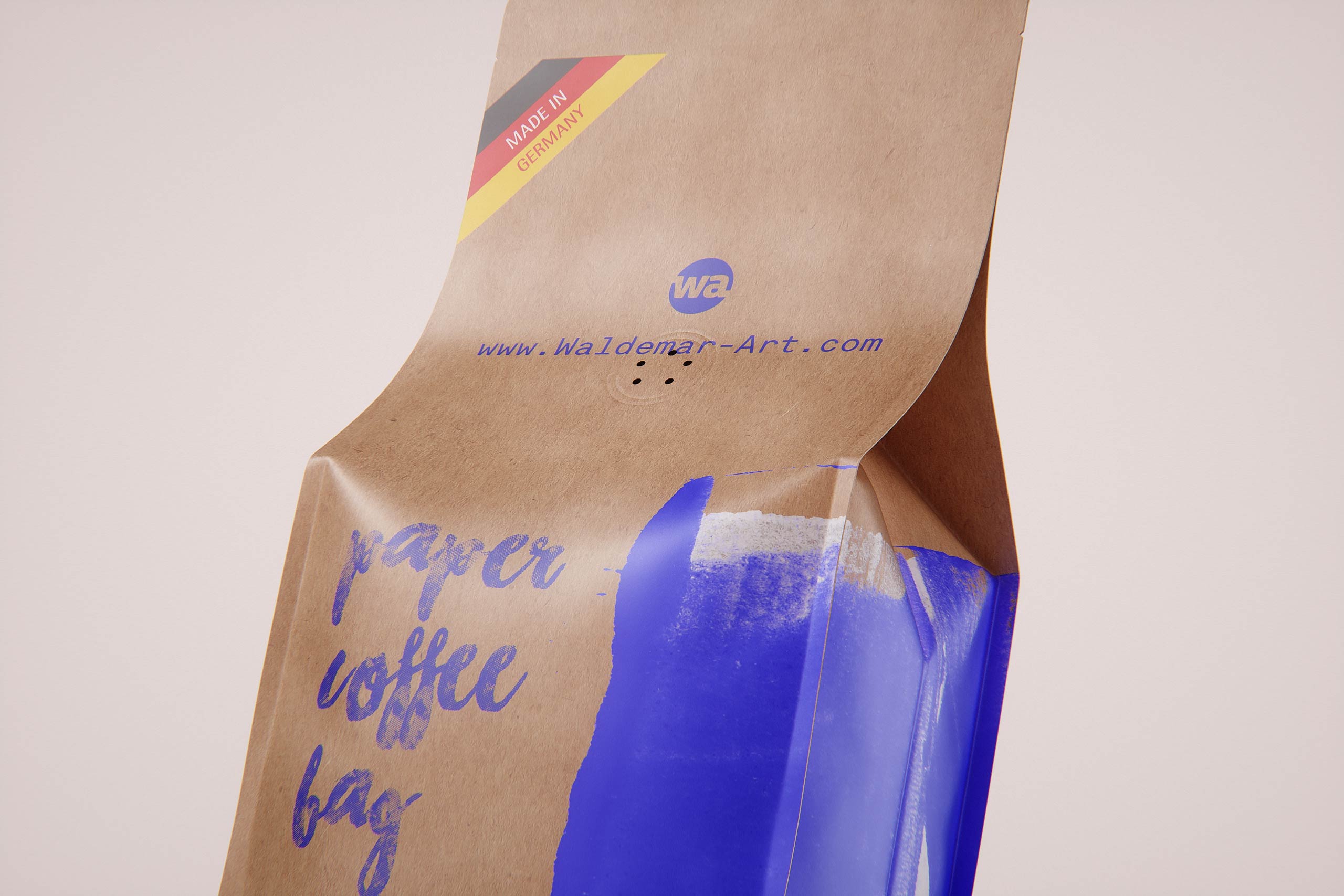 Paper Coffee Bag 1000g with stitches packaging 3D model