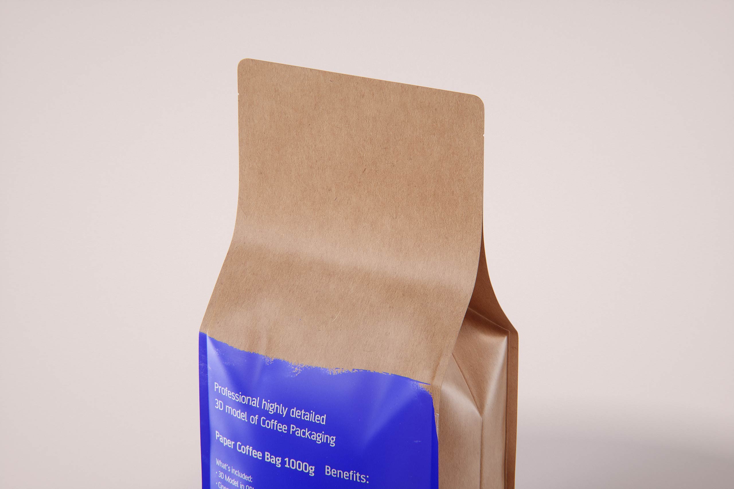 Paper Coffee Bag 1000g with stitches packaging 3D model