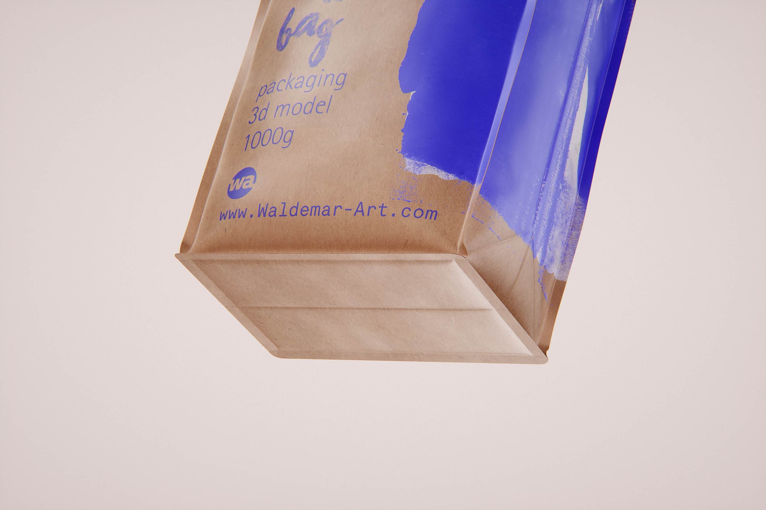 Paper Coffee Bag 1000g with stitches packaging 3D model
