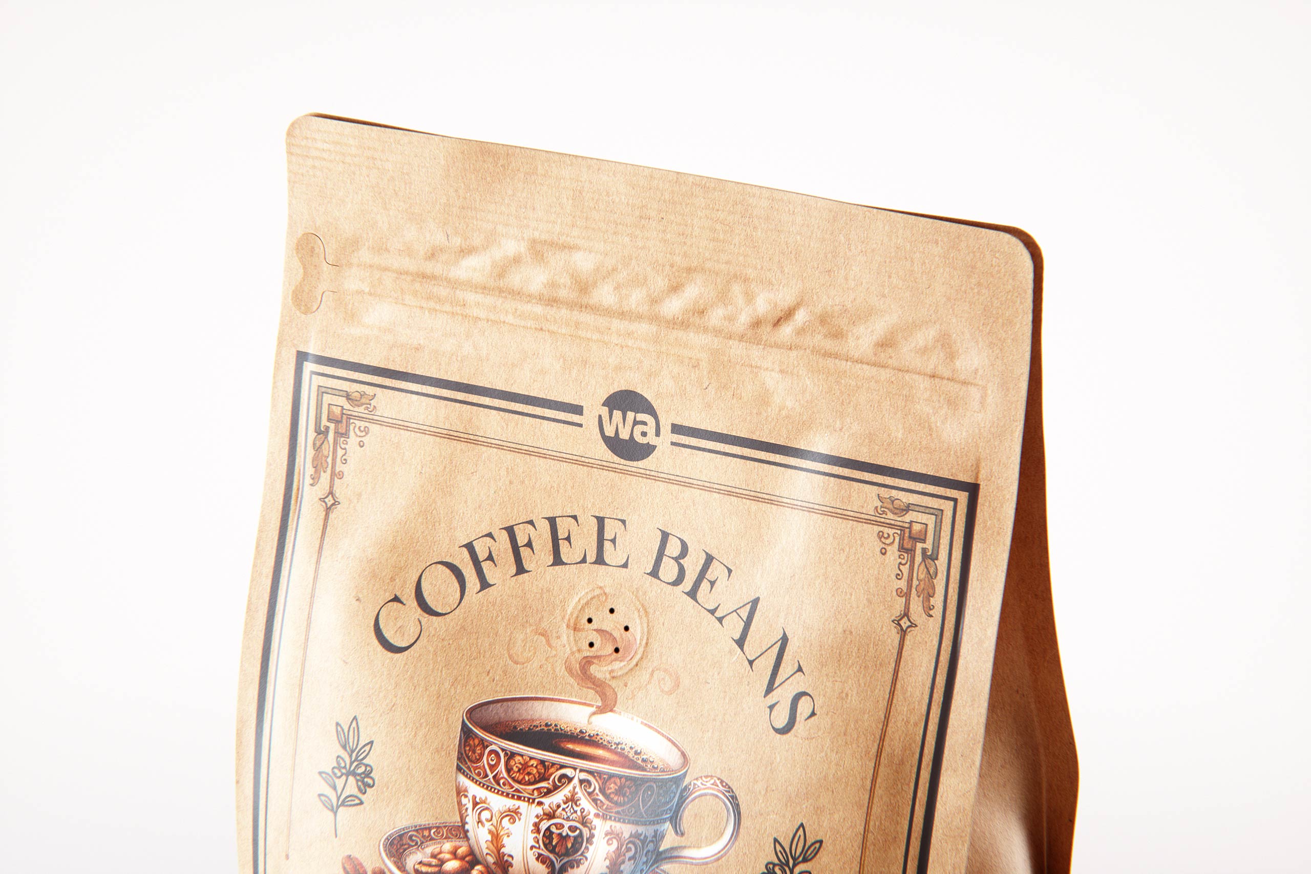 Premium packaging 3d model of Craft Paper Coffee Bag 500g with Rip Zip opening
