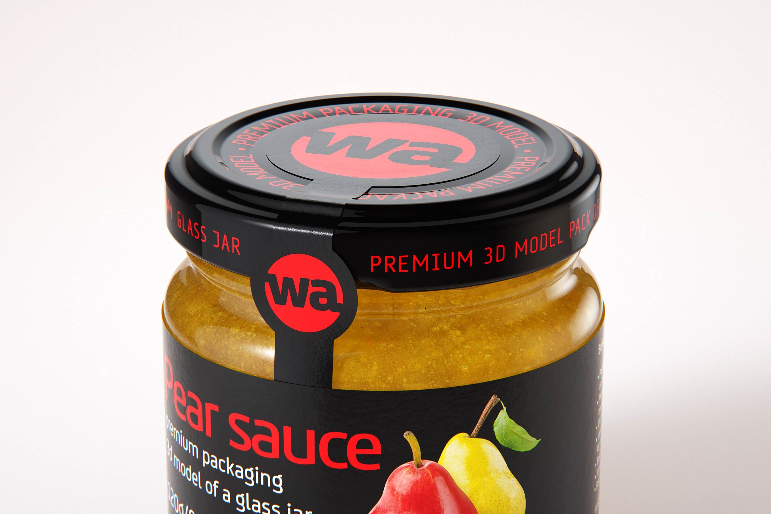 Pear Sauce Glass Jar 120g/90ml packaging 3d model