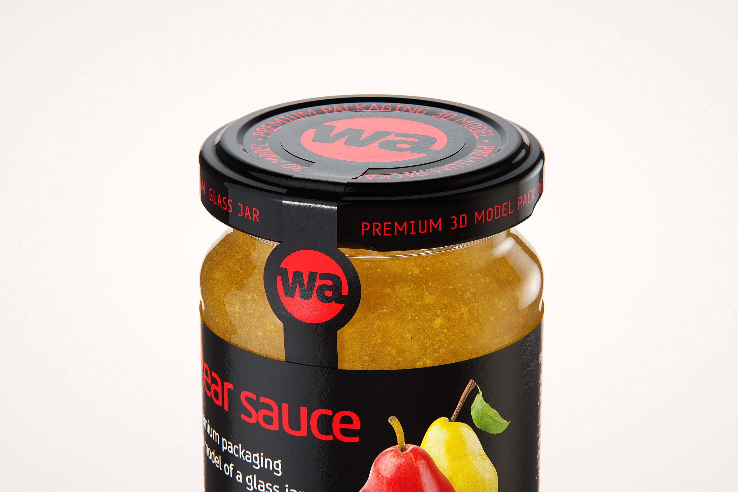 Pear Sauce Glass Jar 125ml packaging 3d model