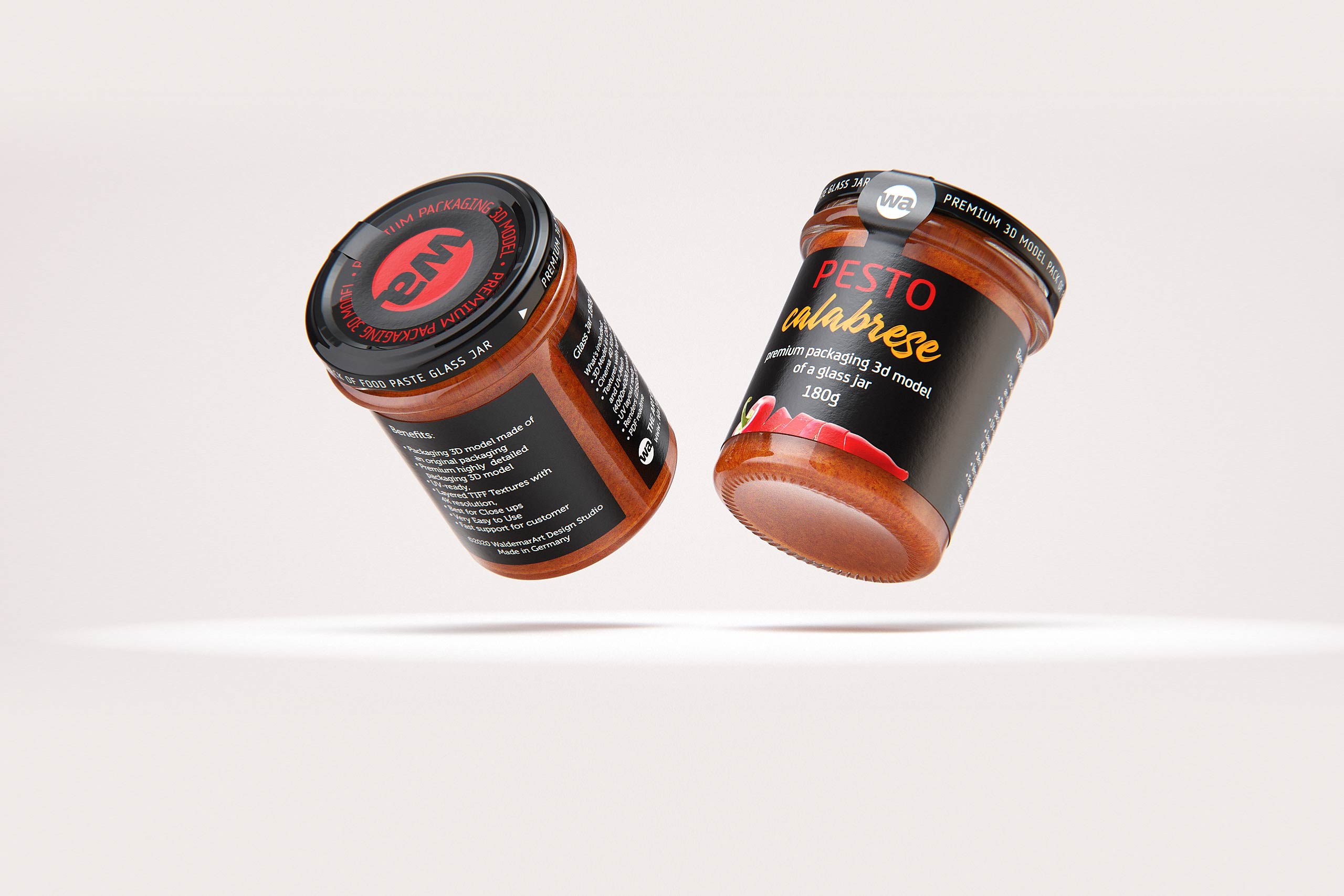 Pesto Calabrese glass jar 180g packaging 3d model