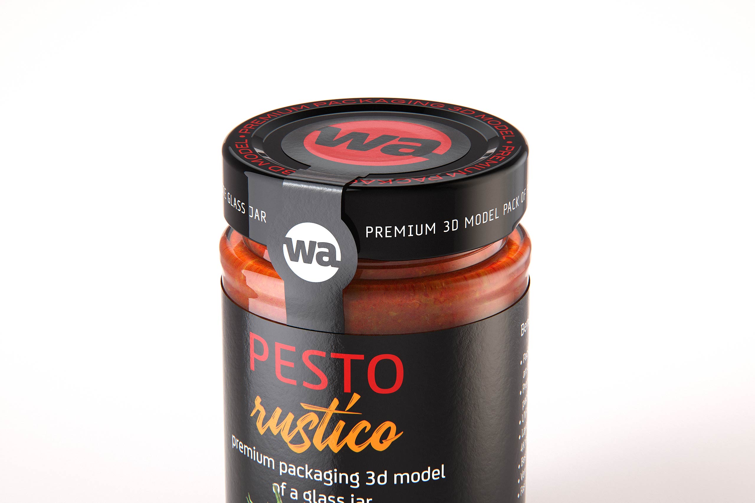 Pesto Rustico Glass Jar 200g packaging 3d model