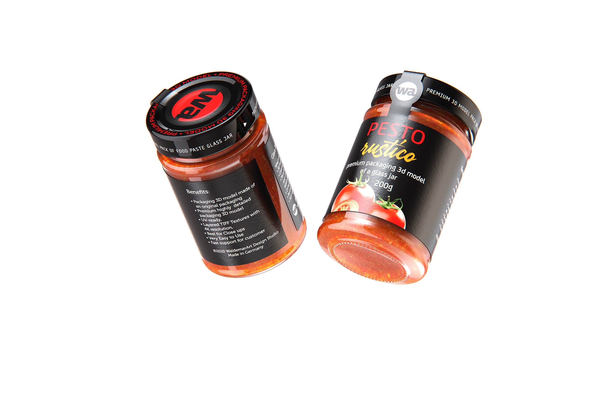 Pesto Rustico Glass Jar 200g packaging 3d model