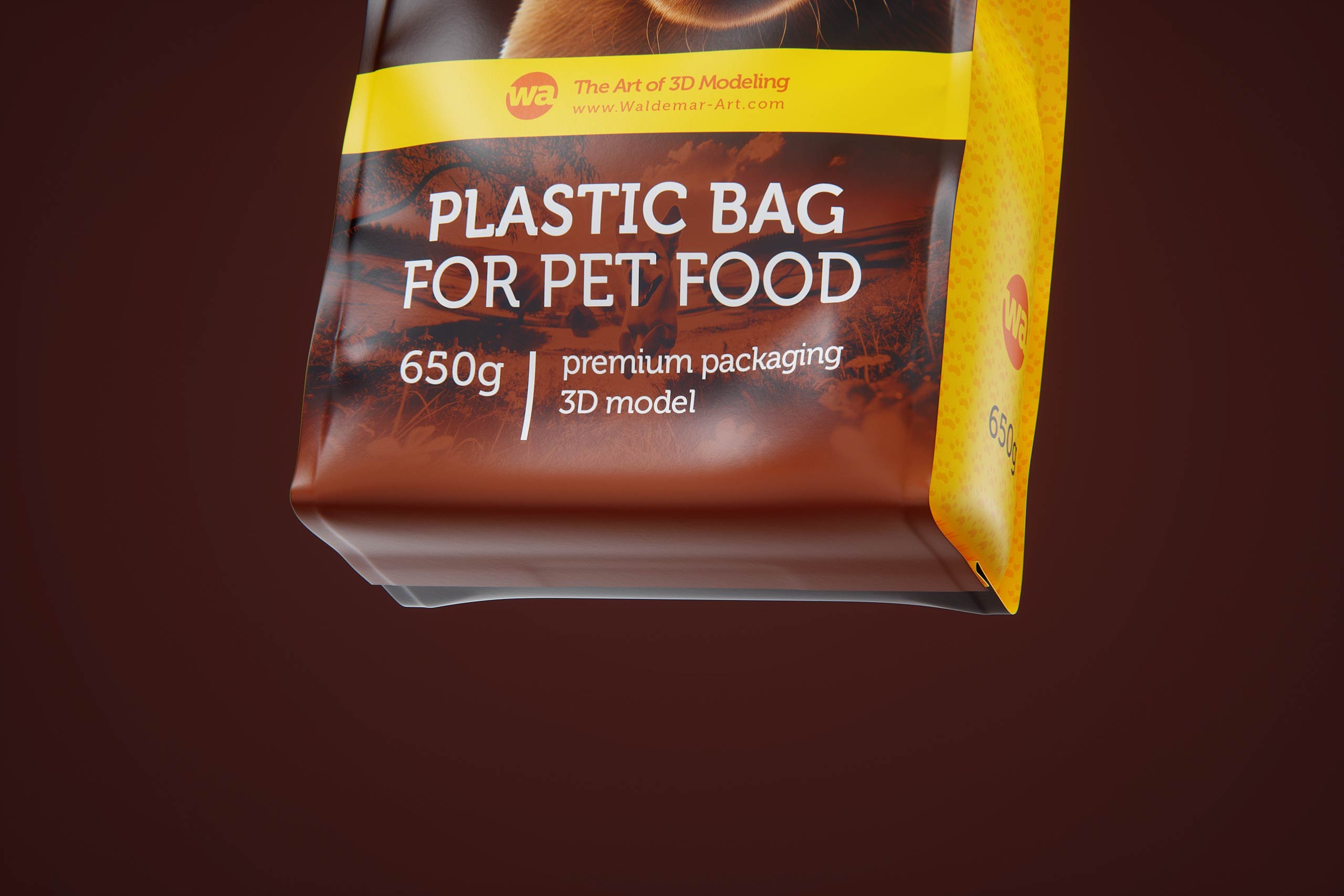 650g plastic bag of pet food premium packaging 3d model