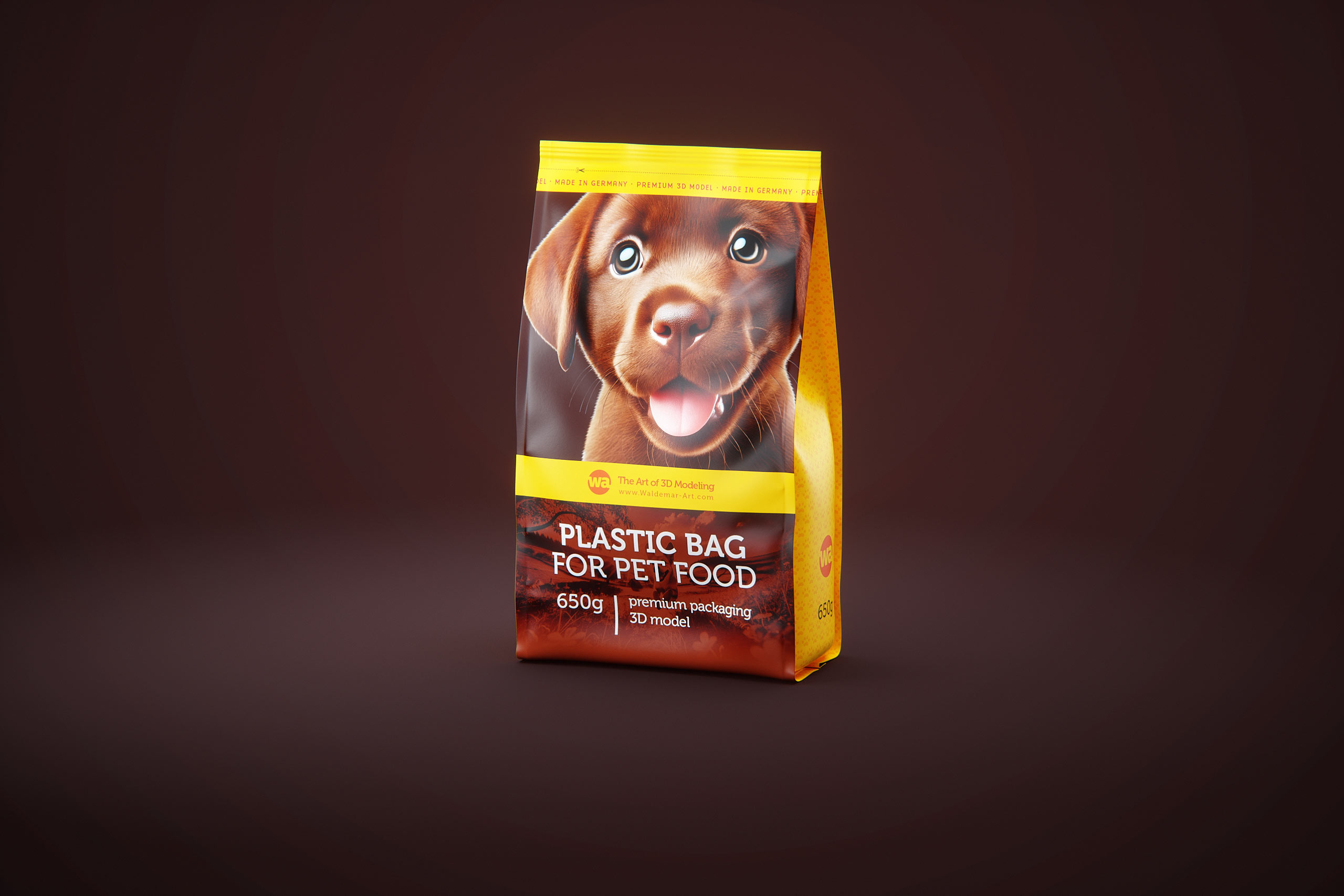 Cardboard multi-pack packaging for 5x650g plastic bags of pet food premium 3d model