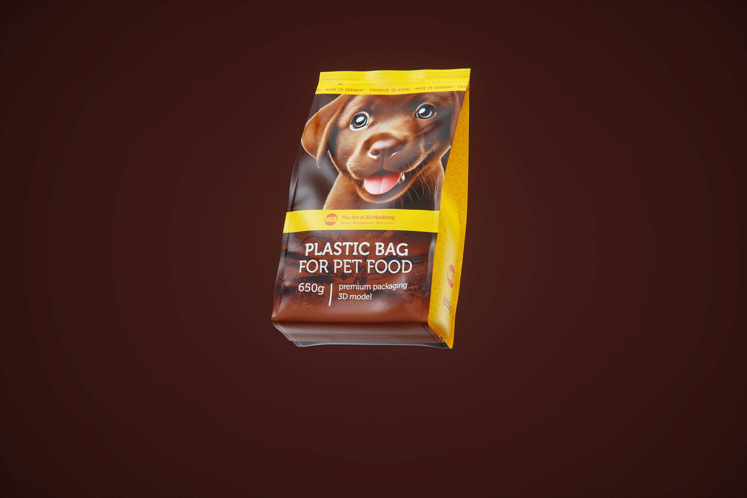 Cardboard multi-pack packaging for 5x650g plastic bags of pet food premium 3d model