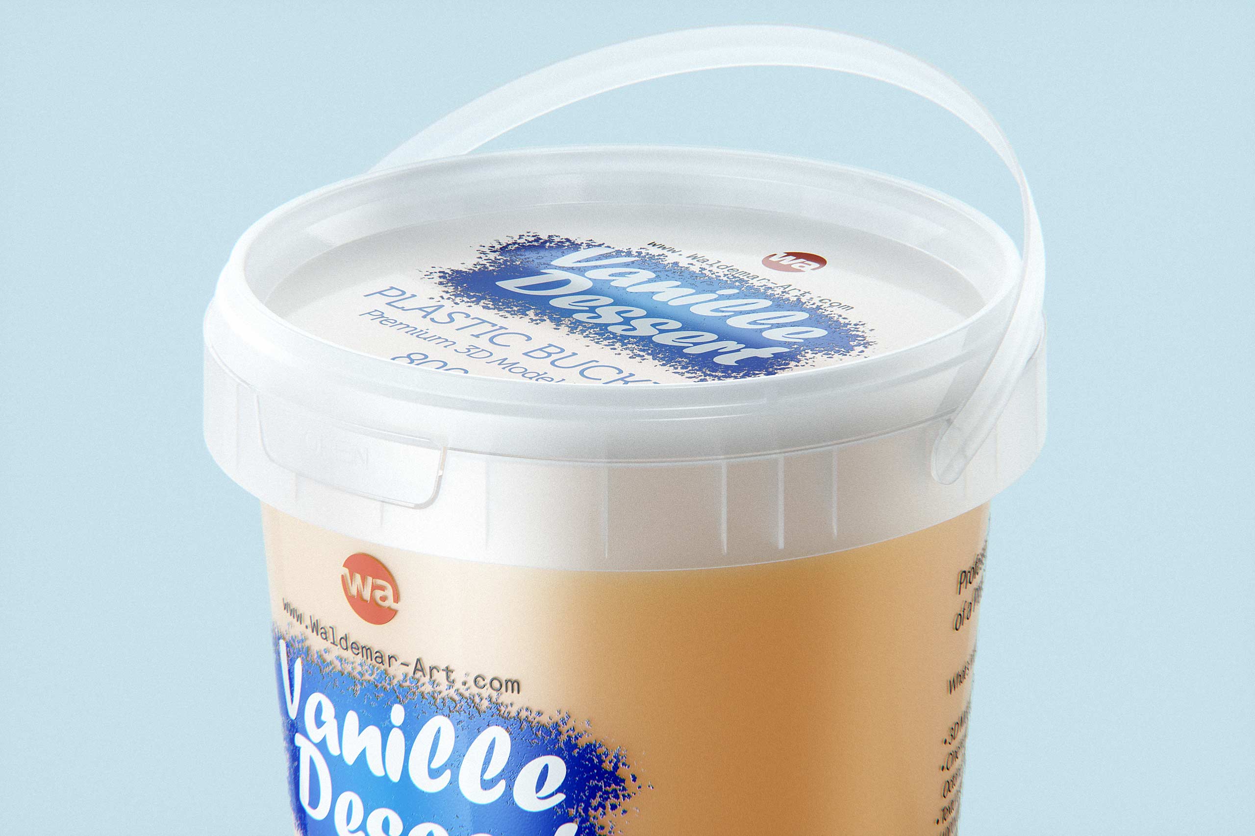 Vanille Dessert Plastic Bucket 800g premium packaging 3D model
