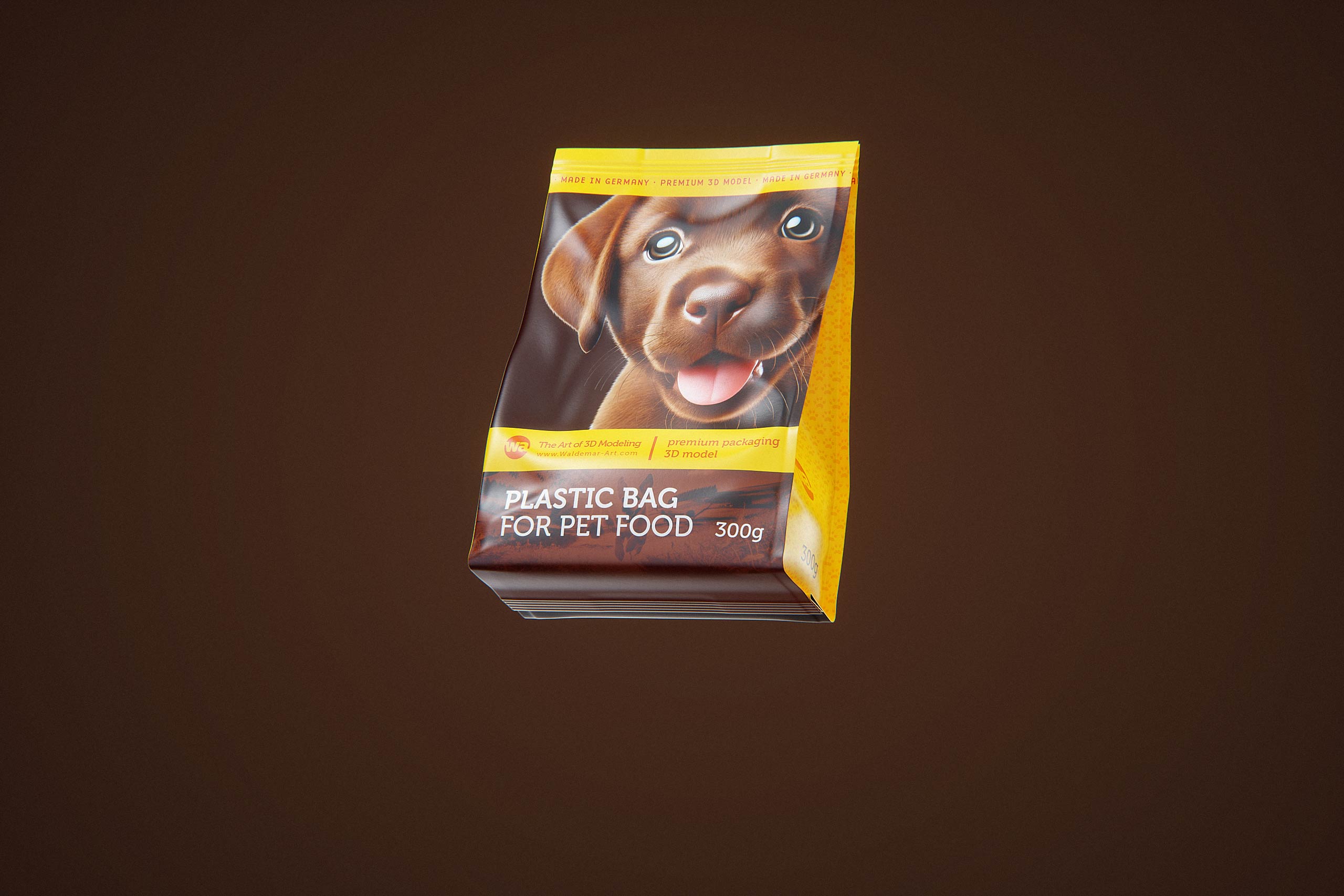 300g plastic bag of pet food premium packaging 3d model