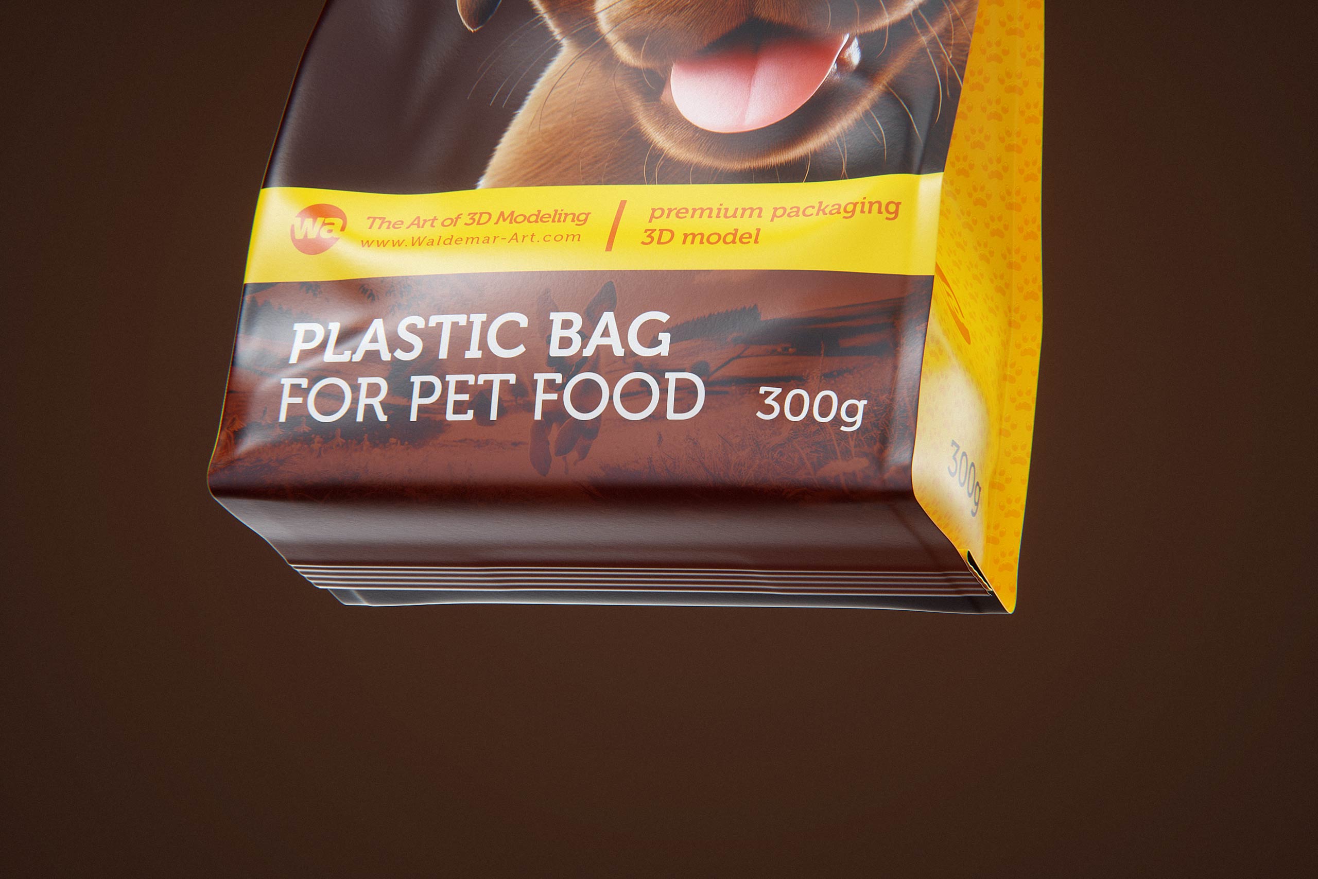 300g plastic bag of pet food premium packaging 3d model