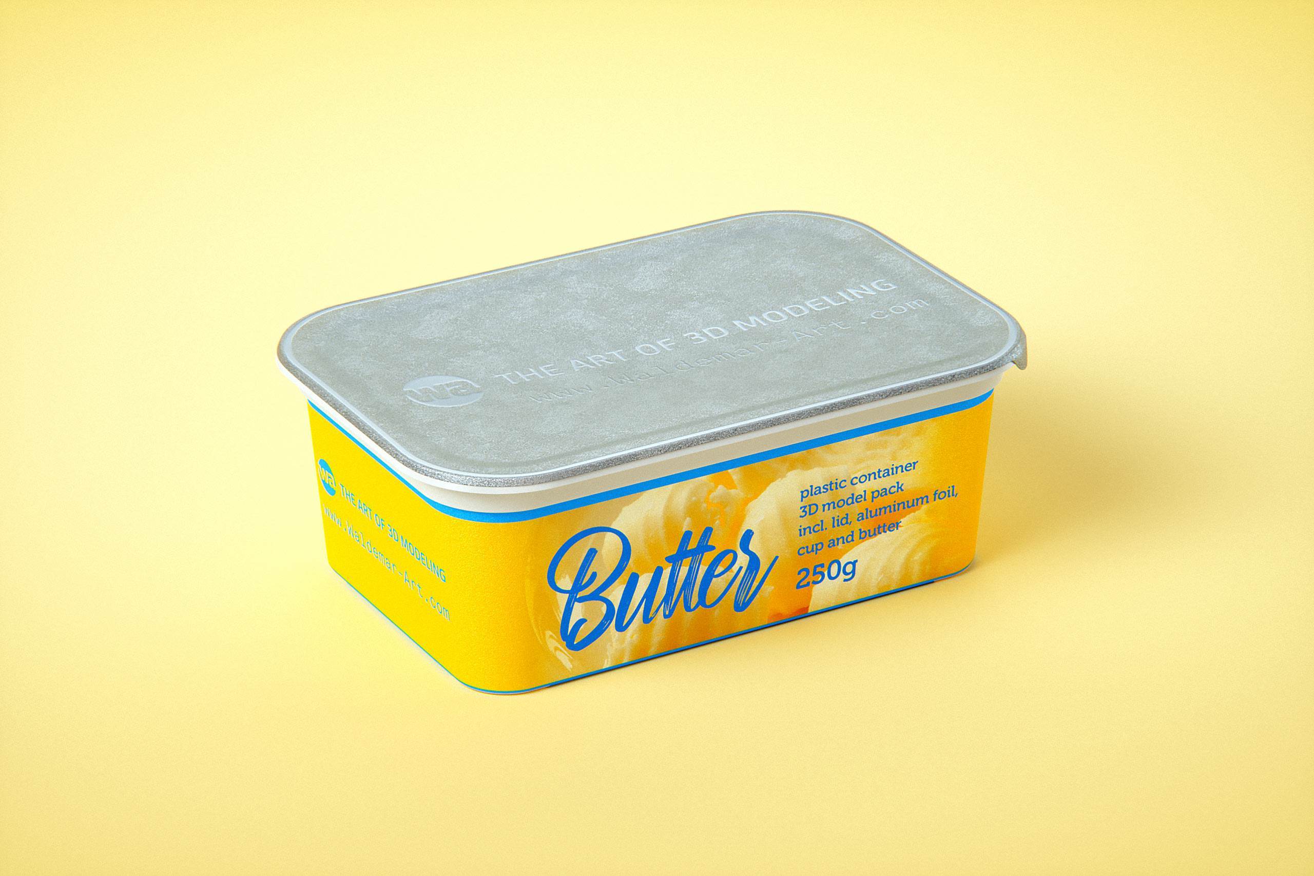 Butter Plastic Container Packagin 3D model pack 250g