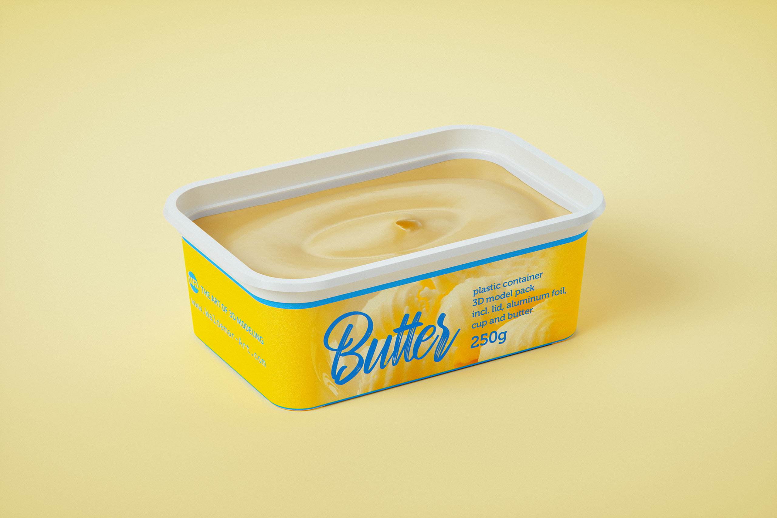 Butter Plastic Container Packagin 3D model pack 250g