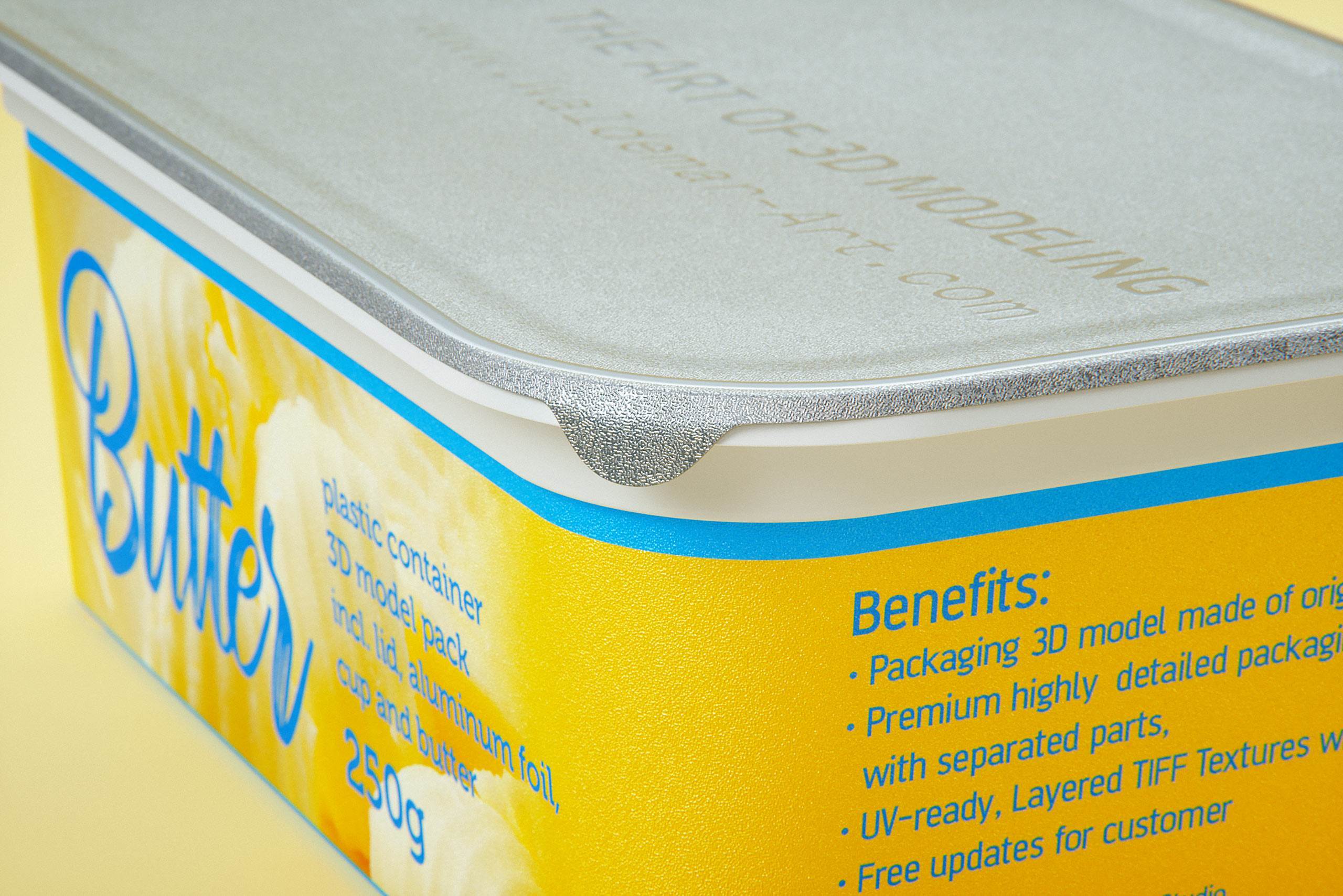 Butter Plastic Container Packagin 3D model pack 250g