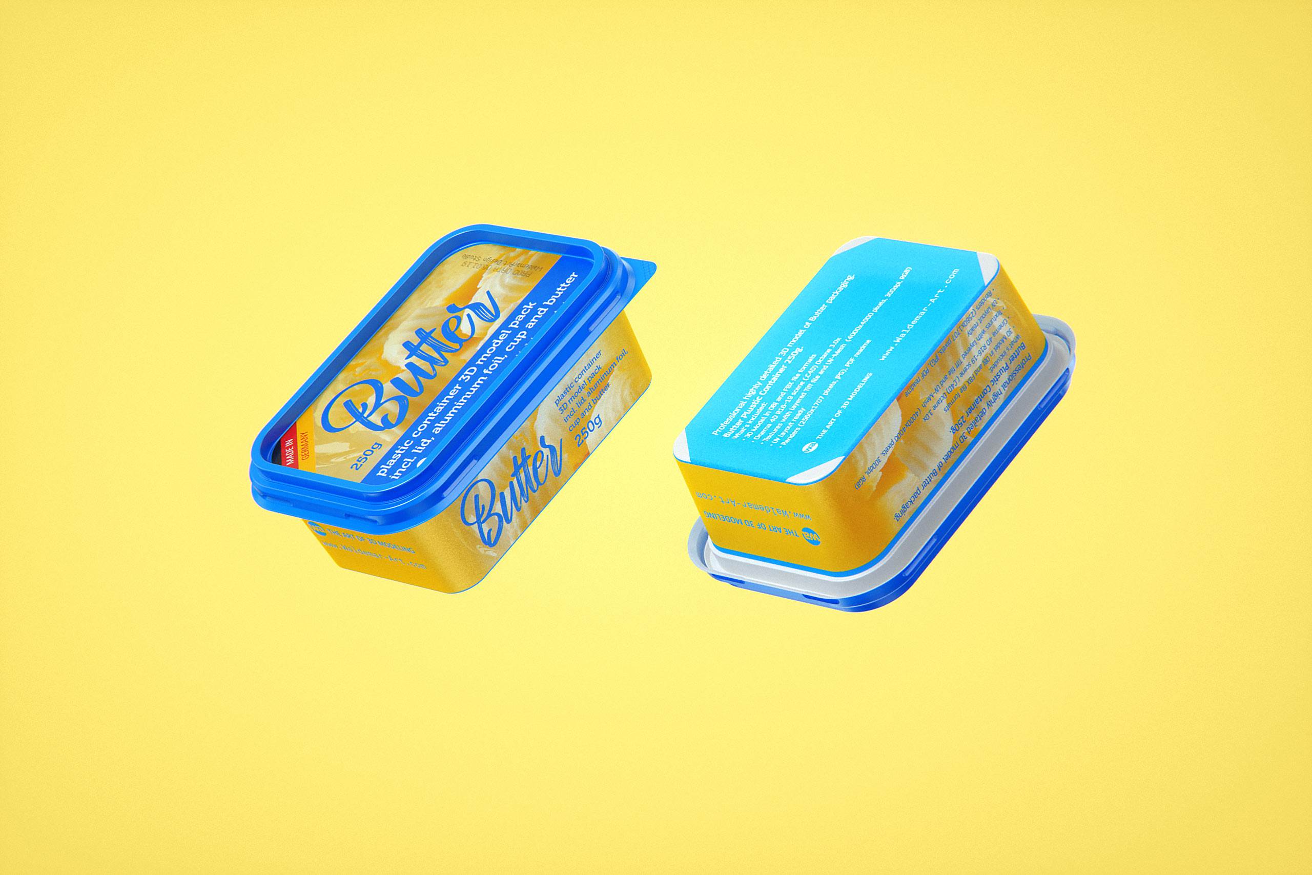 Butter Plastic Container Packagin 3D model pack 250g