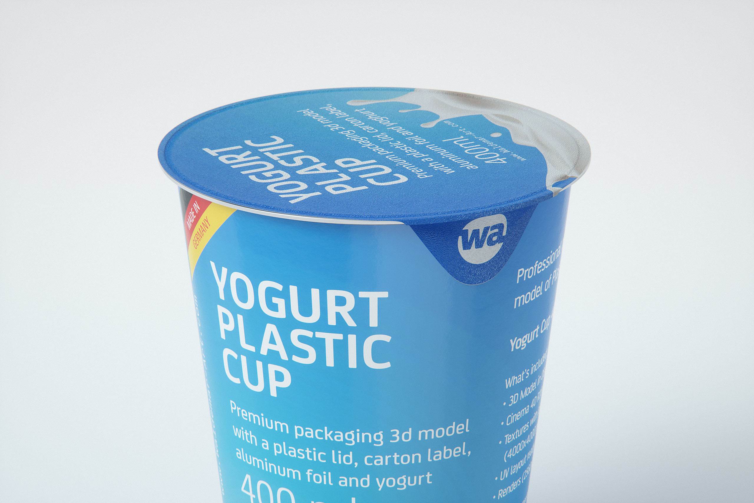 Yoghurt Plastic Cup 400ml Premium packaging 3D model
