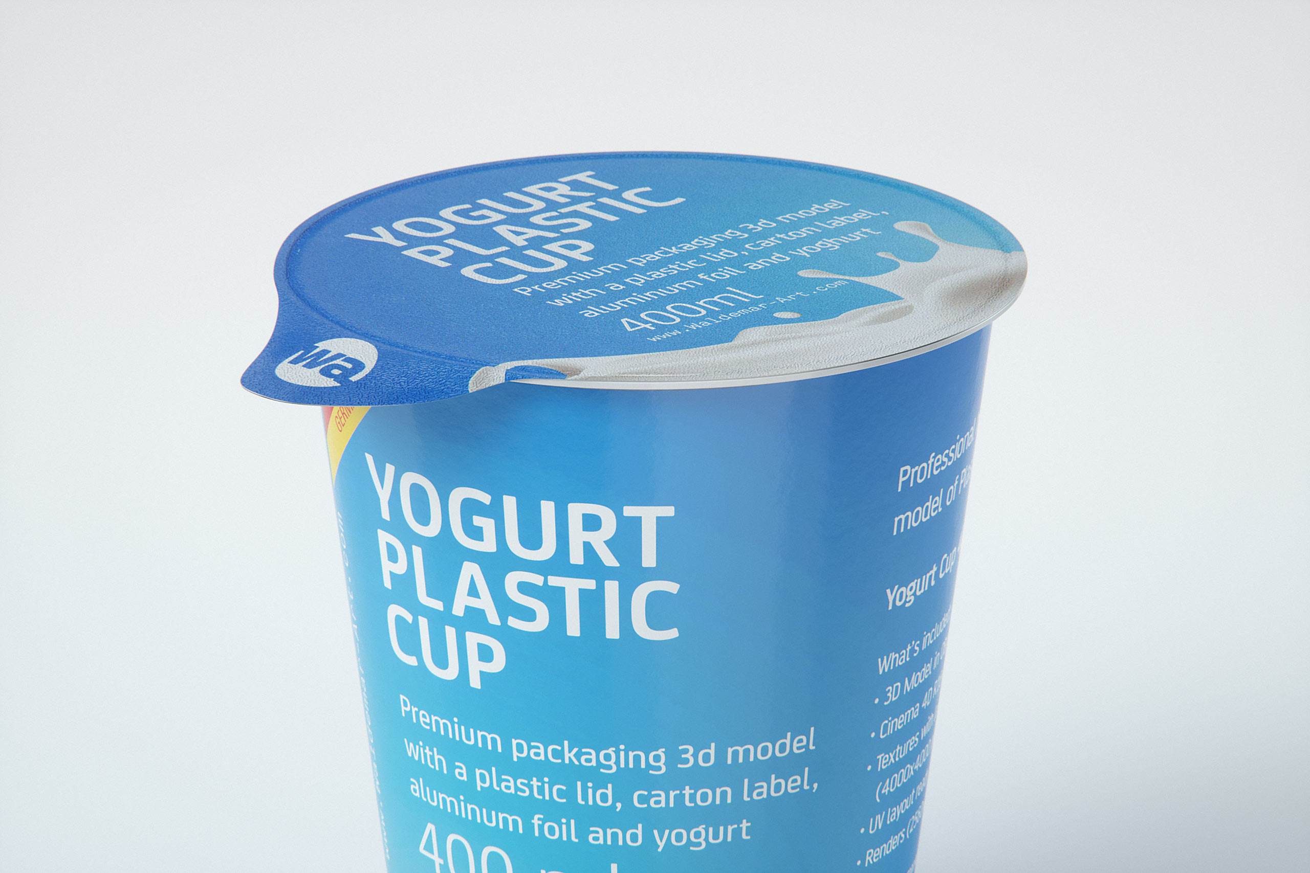 Yoghurt Plastic Cup 400ml Premium packaging 3D model