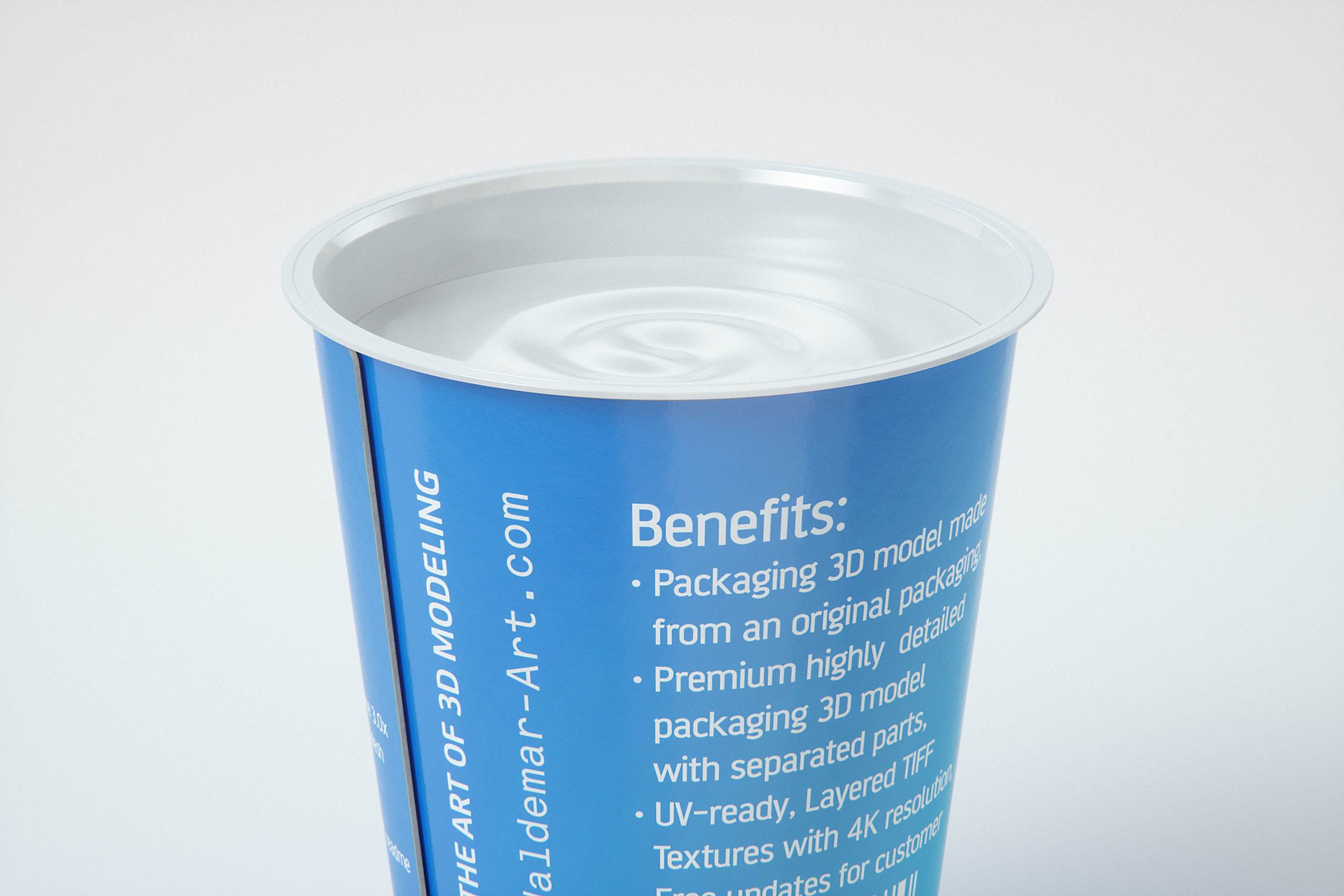Yoghurt Plastic Cup 400ml Premium packaging 3D model