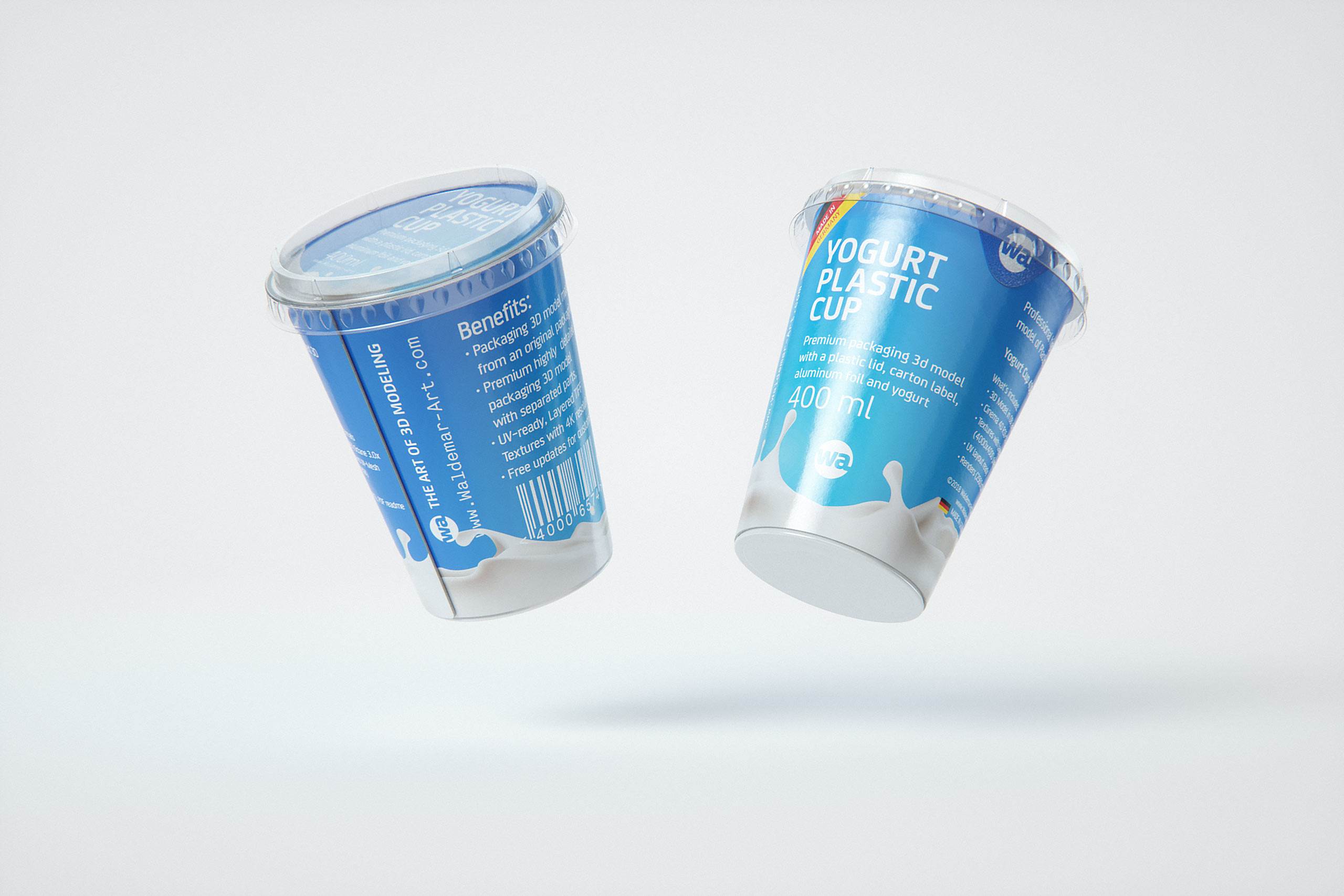 Yoghurt Plastic Cup 400ml Premium packaging 3D model