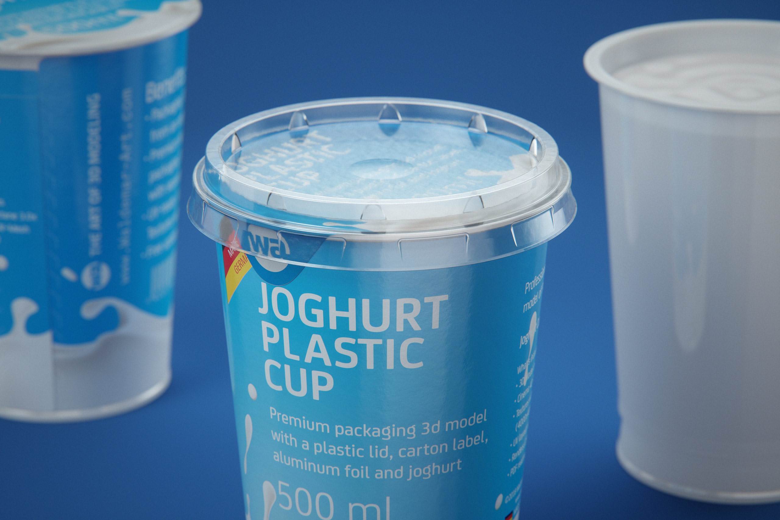 Yoghurt Plastic Cup 500ml Premium packaging 3D model
