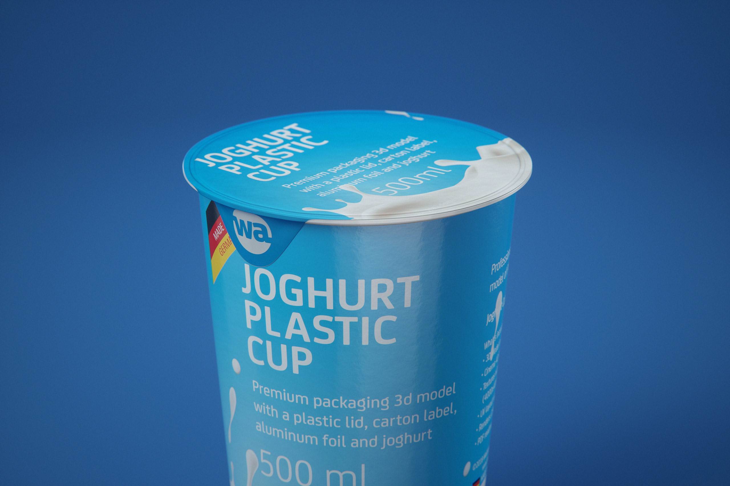 Yoghurt Plastic Cup 500ml Premium packaging 3D model