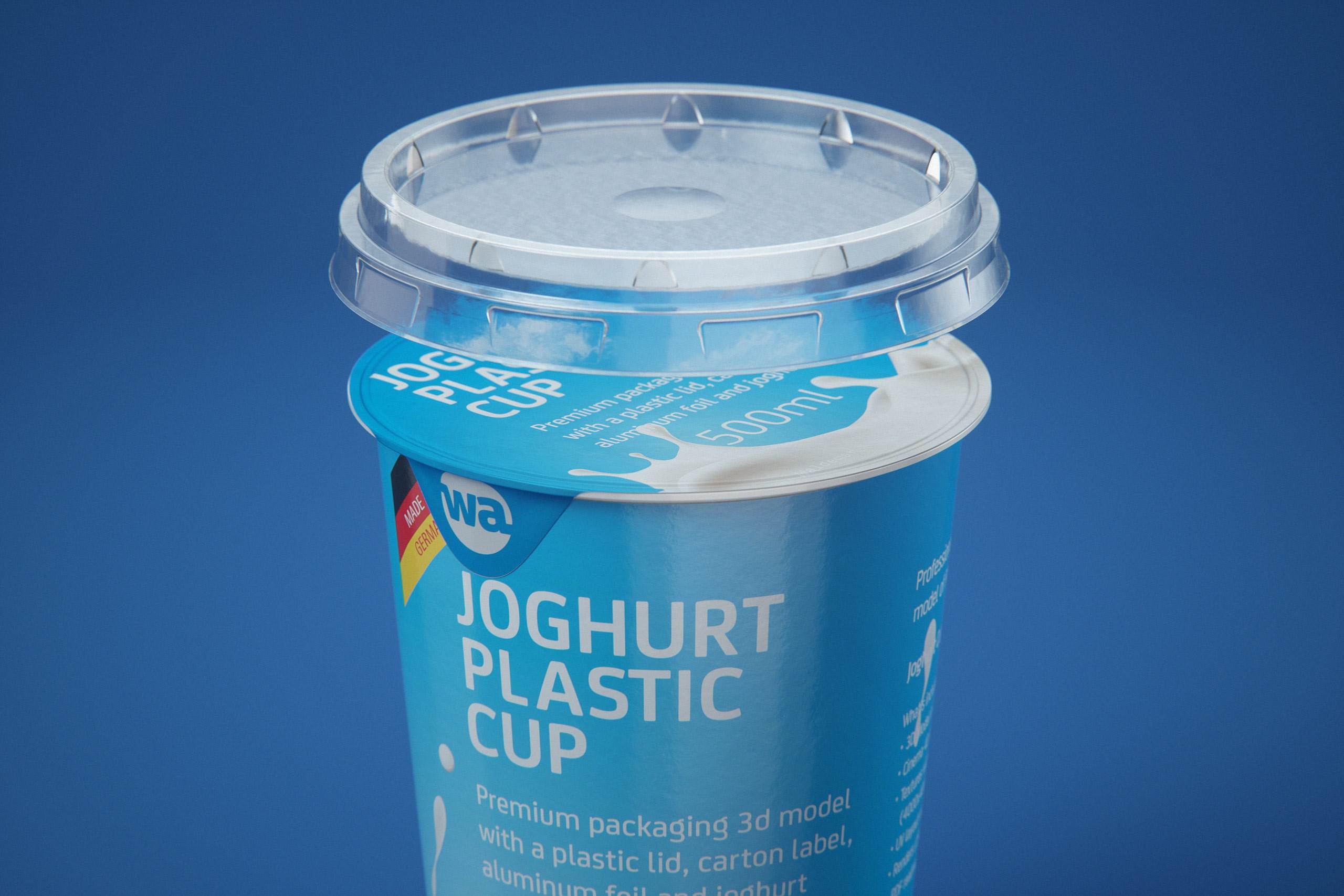 Yoghurt Plastic Cup 500ml Premium packaging 3D model