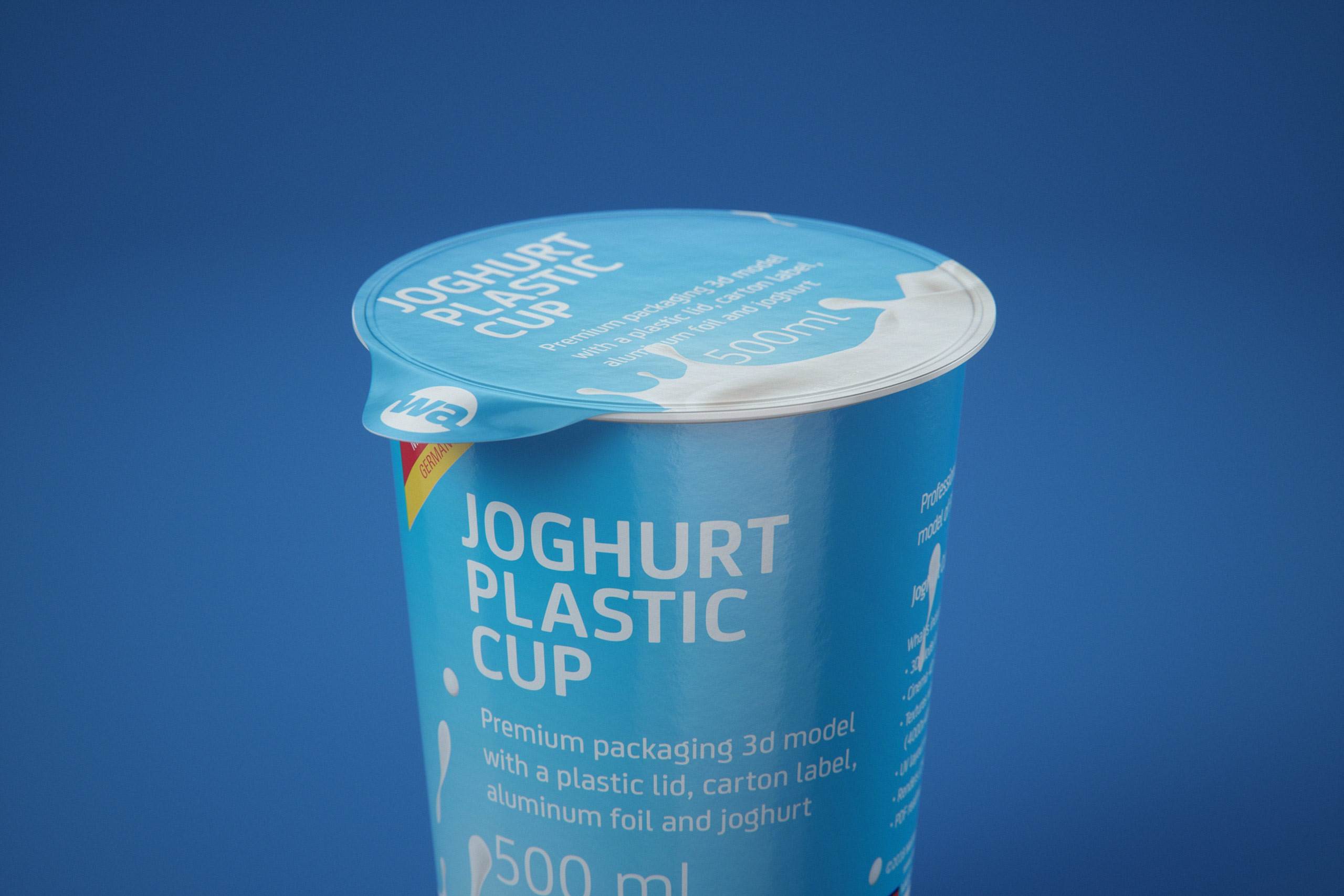 Yoghurt Plastic Cup 500ml Premium packaging 3D model