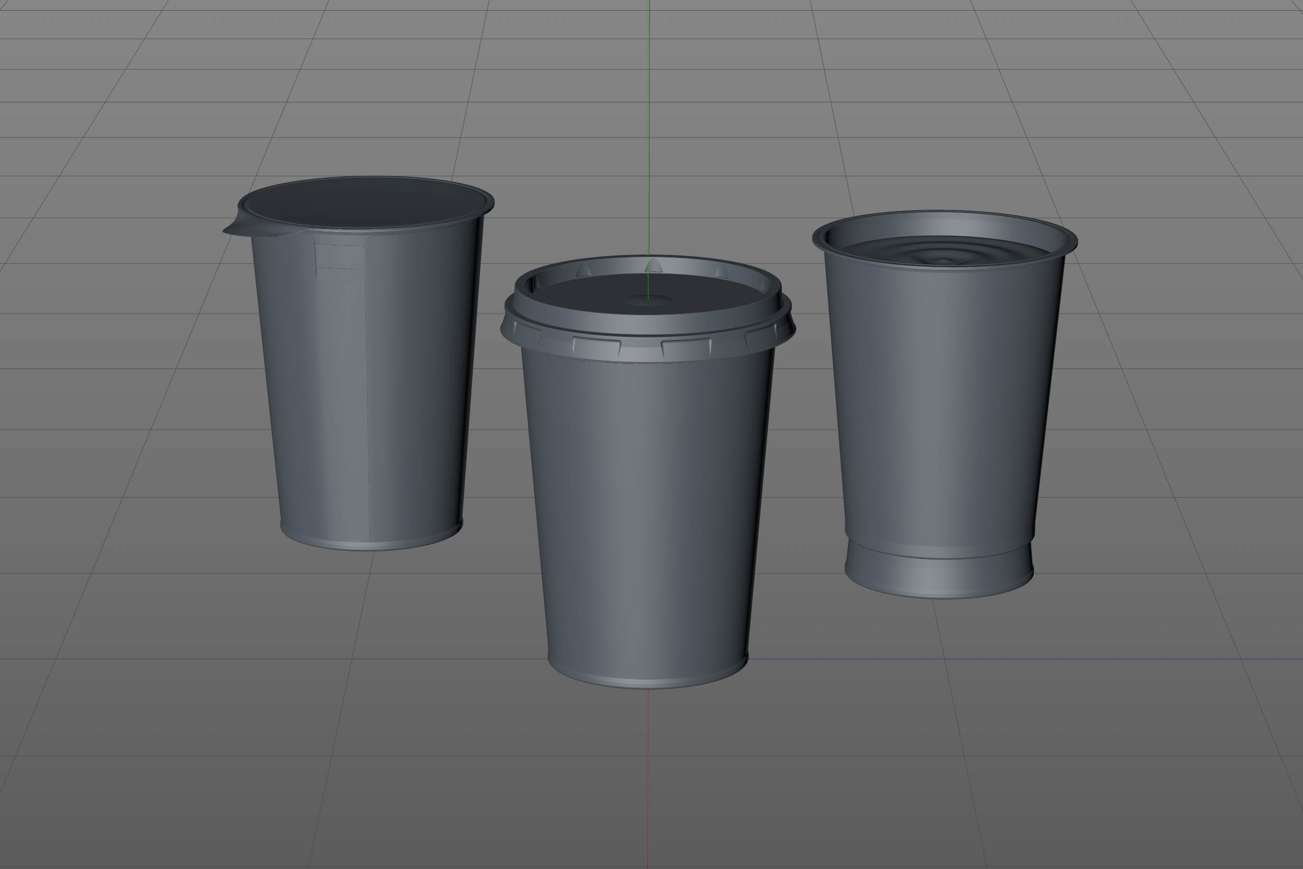 Yoghurt Plastic Cup 500ml Premium packaging 3D model